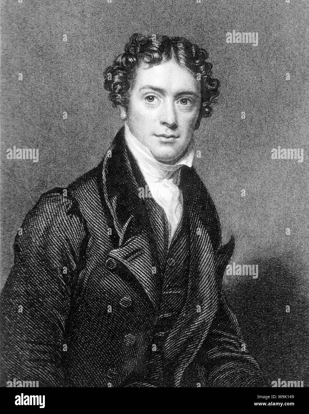Michael Faraday (1791-1867), nel suo fine degli anni trenta, ritratto incisione, circa 1829 Foto Stock