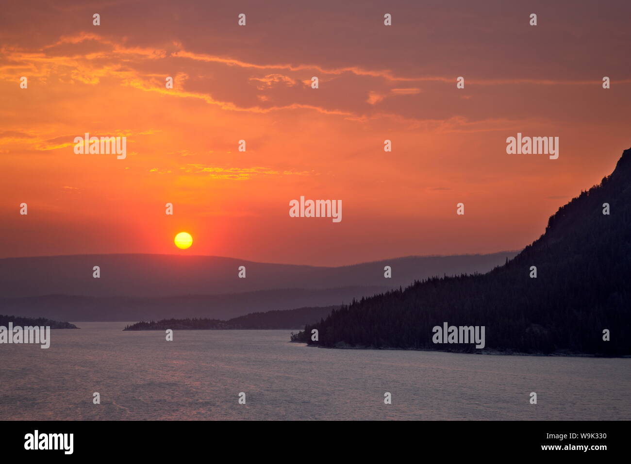 Tramonto su San Maria Lake, il Parco Nazionale di Glacier, Montana, Stati Uniti d'America, America del Nord Foto Stock