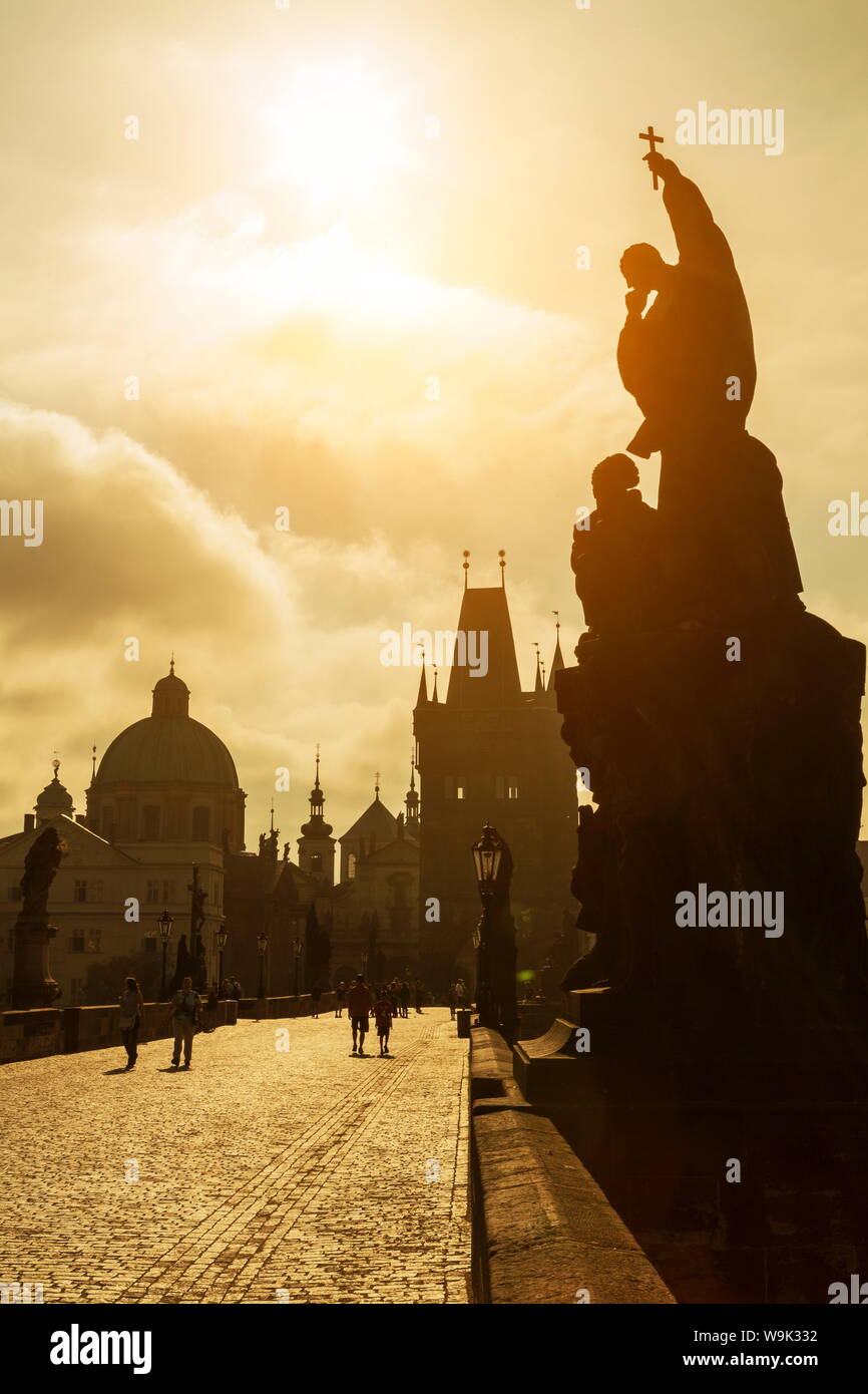 Charles Bridge, Sito Patrimonio Mondiale dell'UNESCO, Praga, Repubblica Ceca, Euruope Foto Stock