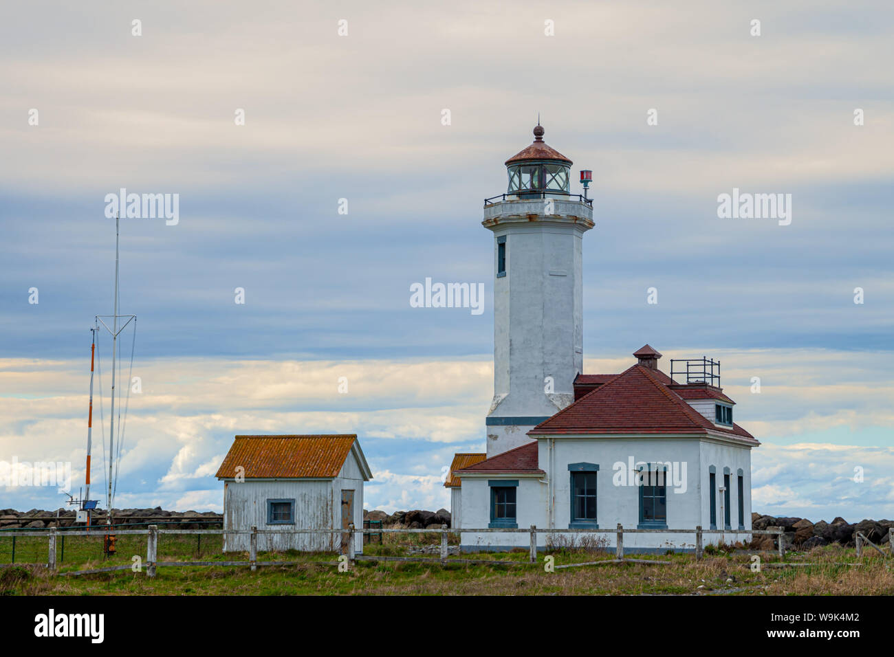 Punto Faro di Wilson in Fort Worden parco statale, Port Townsend, Washington, Stati Uniti d'America Foto Stock