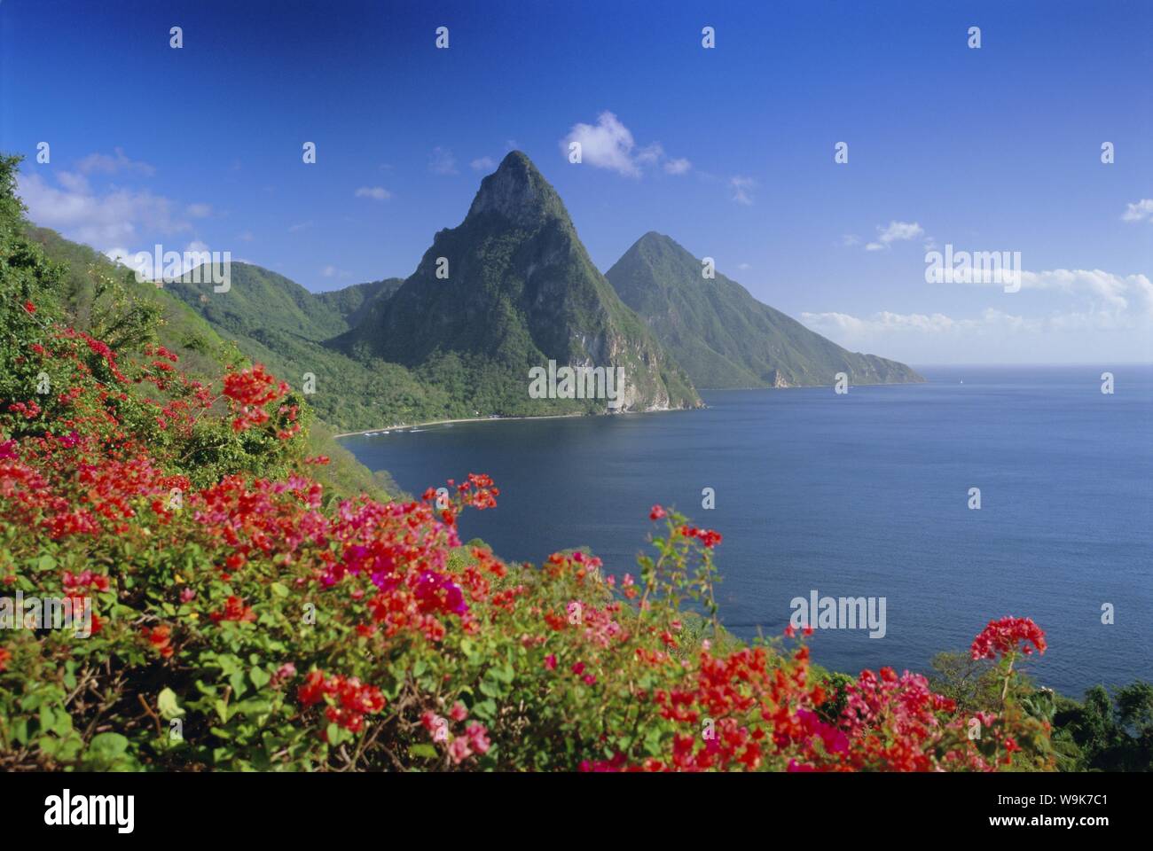Soufriere e chiodi, Santa Lucia, isole Windward, West Indies, dei Caraibi e America centrale Foto Stock