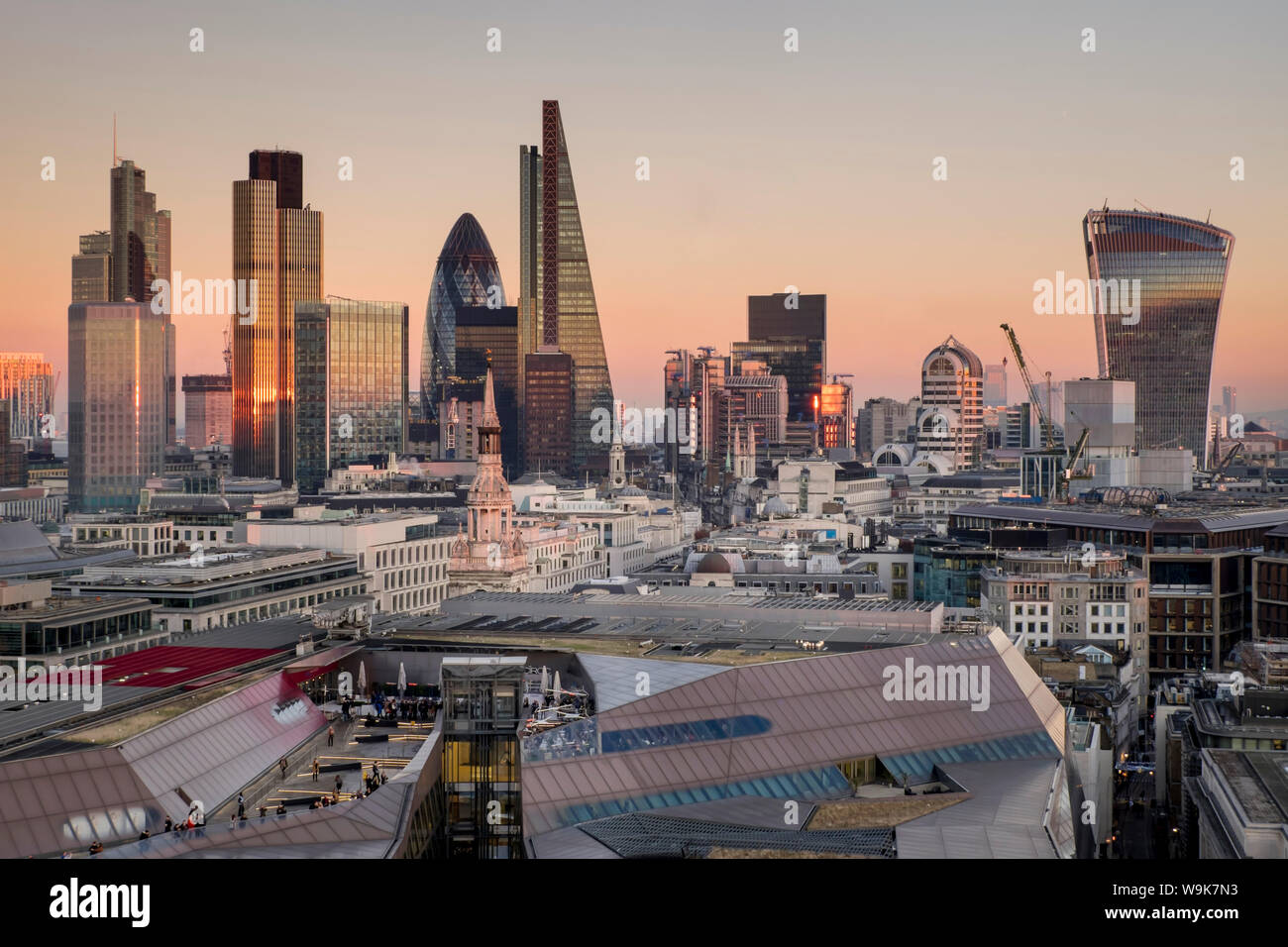 City of London skyline da la Cattedrale di Saint Paul, Londra, Inghilterra, Regno Unito, Europa Foto Stock