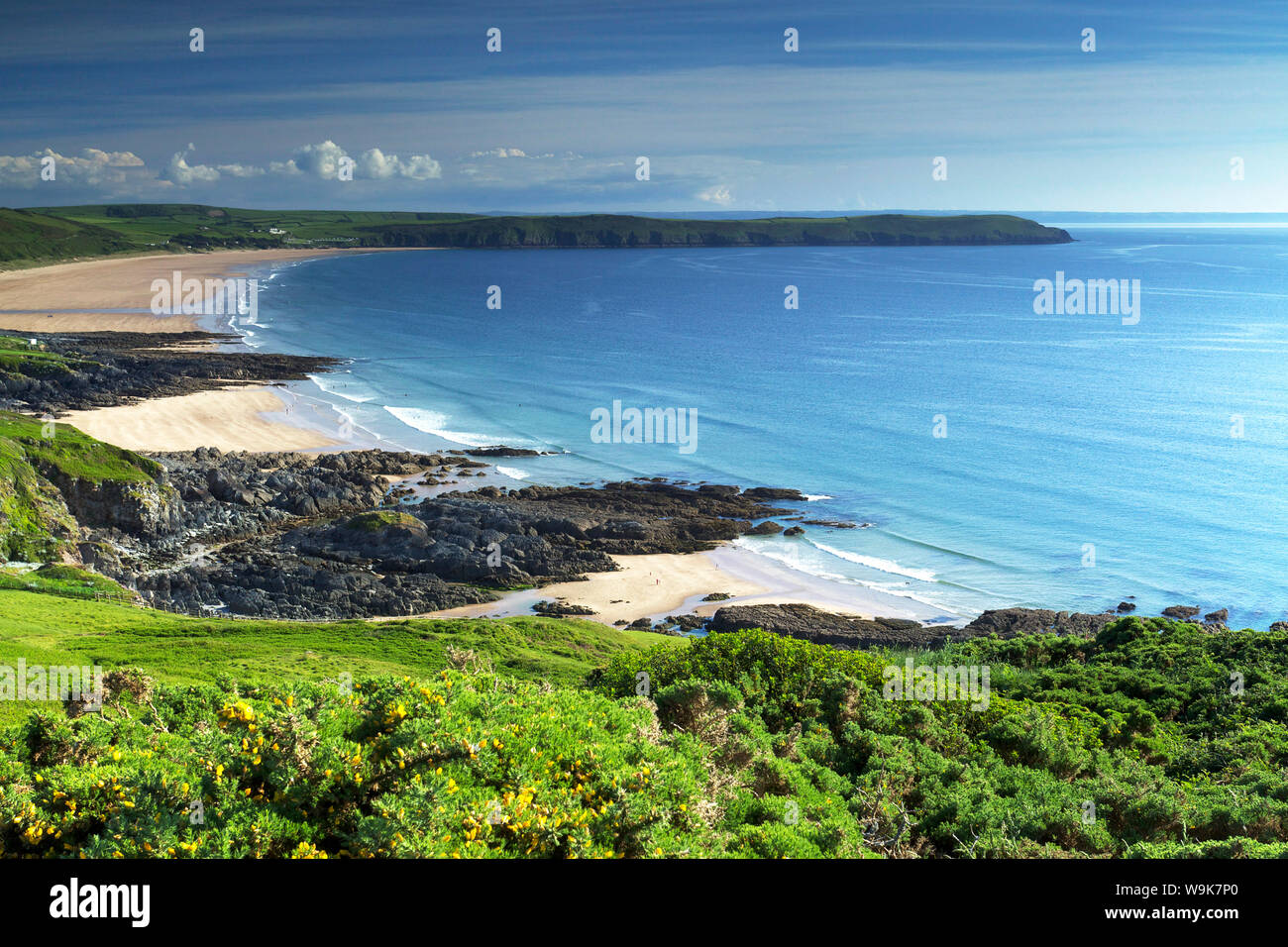 Woolacombe Sands e punto larghi, Devon, Inghilterra, Regno Unito, Europa Foto Stock