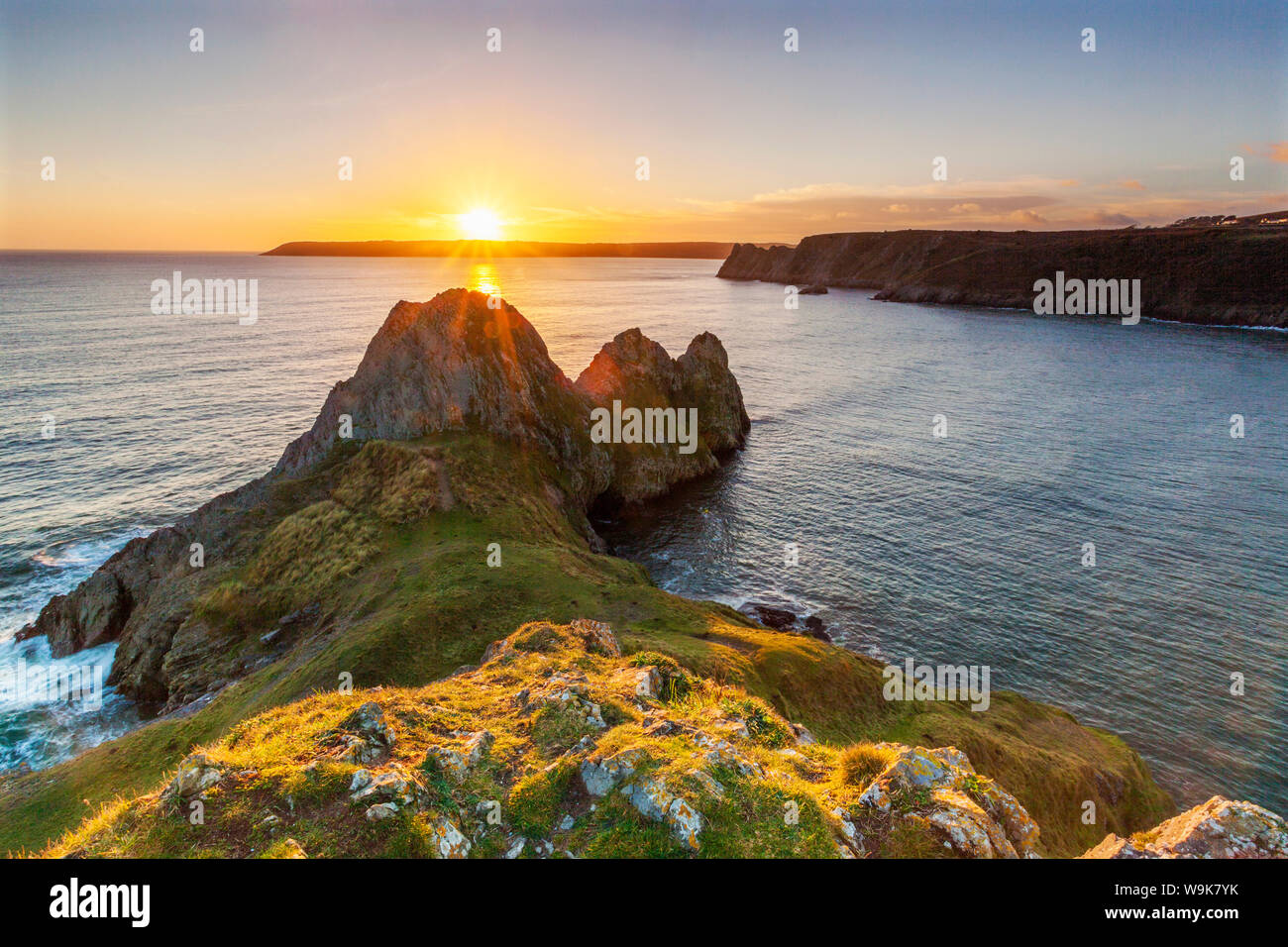 Three Cliffs Bay, Penisola di Gower, Swansea, Wales, Regno Unito, Europa Foto Stock