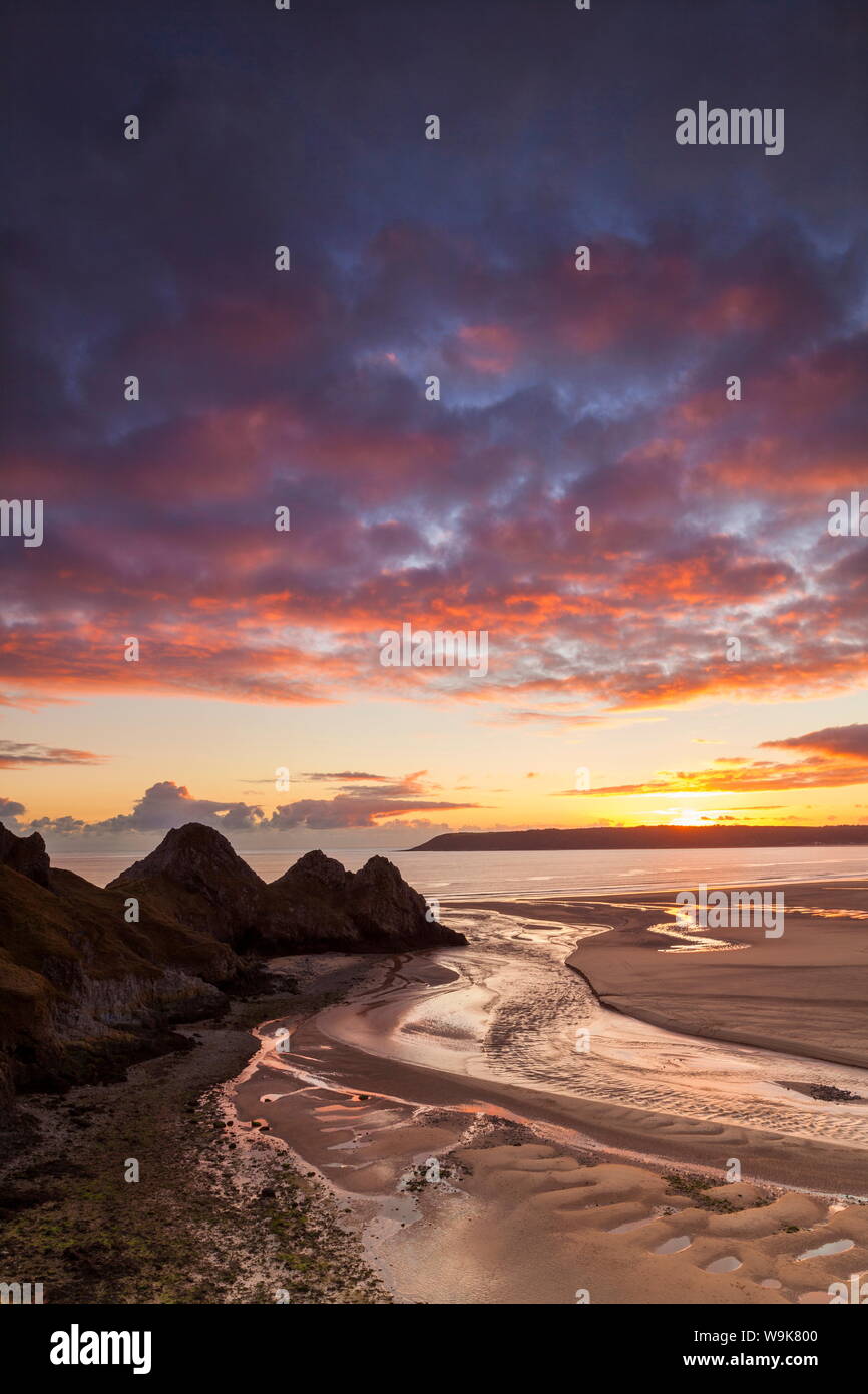 Three Cliffs Bay, Gower, Wales, Regno Unito, Europa Foto Stock
