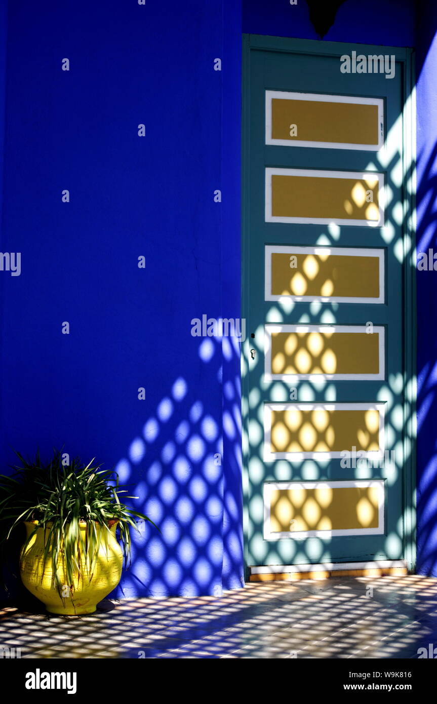 Dettaglio della parete, Giardini di Majorelle, Marrakech, Marocco, Africa Settentrionale, Africa Foto Stock