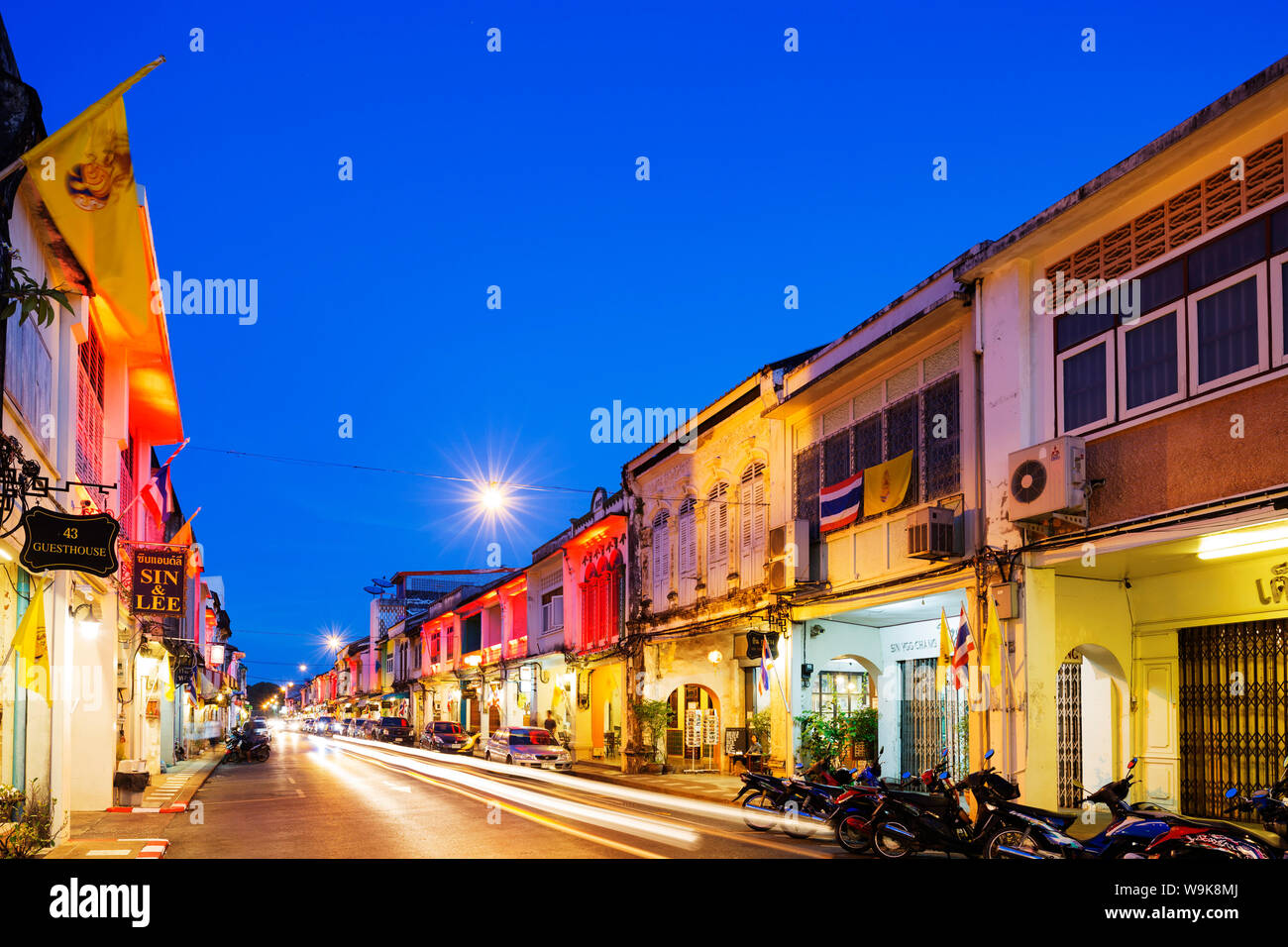 Case Cino-portoghese, la vecchia città di Phuket, Phuket, Thailandia, Sud-est asiatico, in Asia Foto Stock