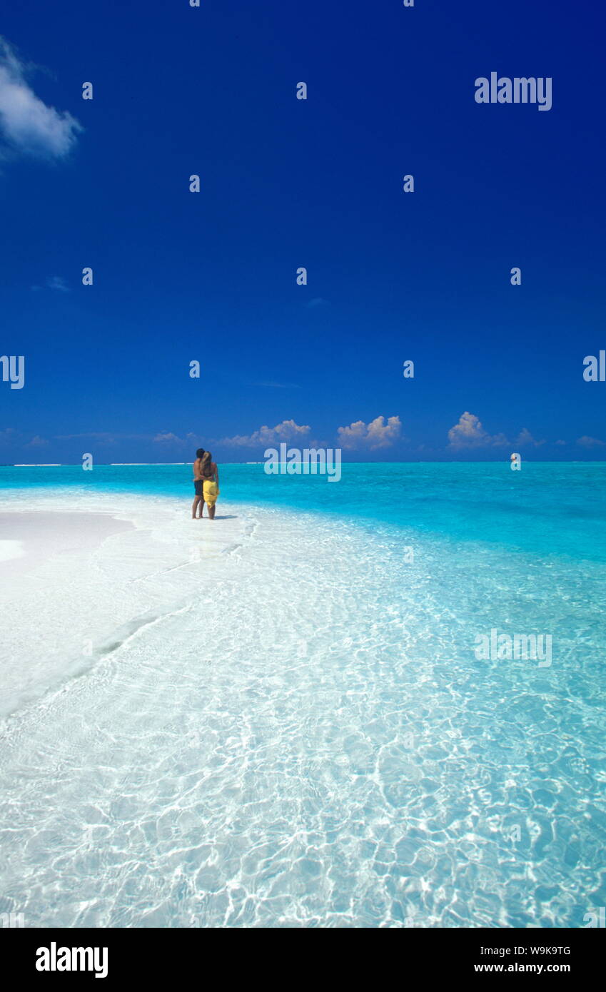 Matura in spiaggia, Baa atoll, Maldive, Oceano Indiano, Asia Foto Stock