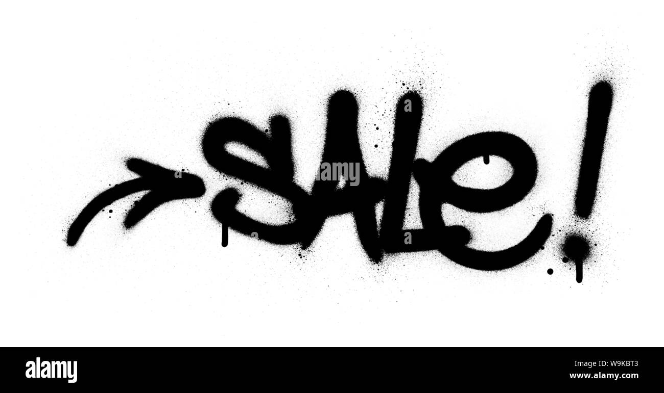 Graffiti vendita parola spruzzato in nero su bianco Illustrazione Vettoriale