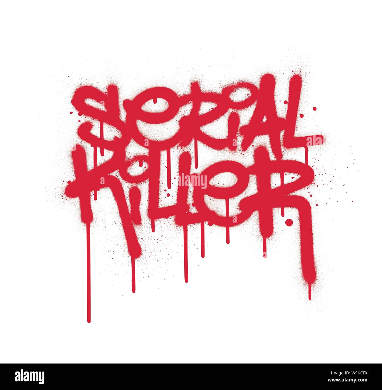 Graffiti serial killer testo con perdite in rosso su bianco Illustrazione Vettoriale