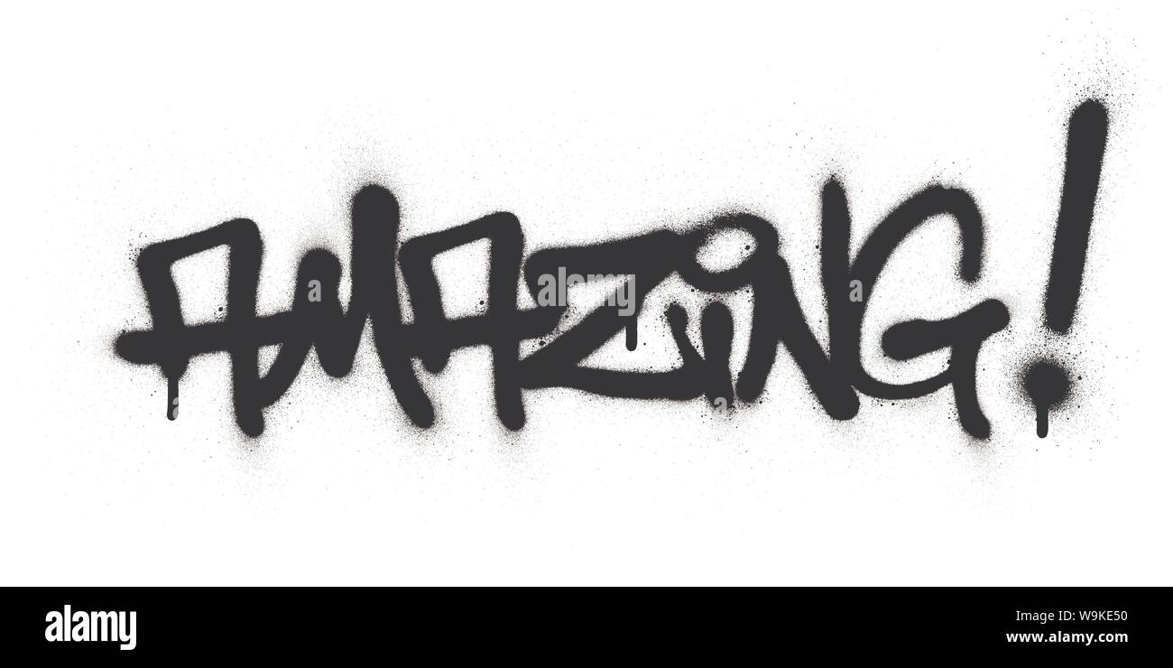 Graffiti parola sorprendente spruzzato in nero su bianco Illustrazione Vettoriale