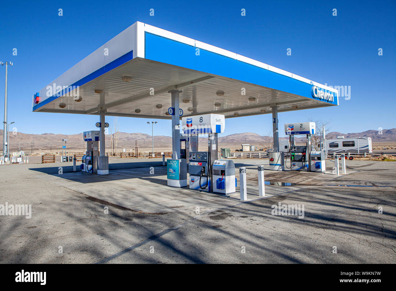 Un Chevron gas station in America Foto Stock