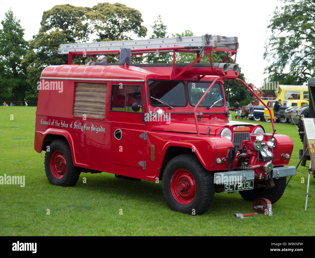 Isola di Scilly Vigili del Fuoco Austin Gipsy Firepump Foto Stock