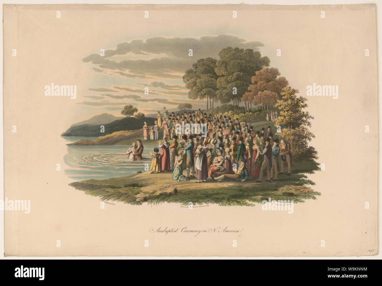 Anabaptist cerimonia in Nord America / J. Milbert del. ; M. Dubourg sculp. Foto Stock