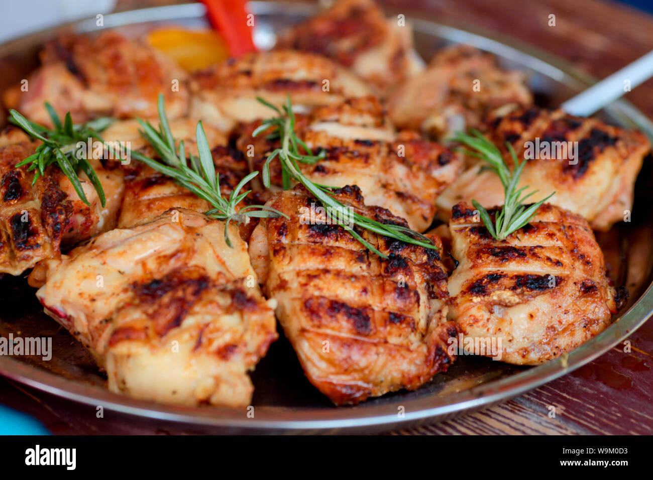 Close-up di carne di pollo. Foto Stock