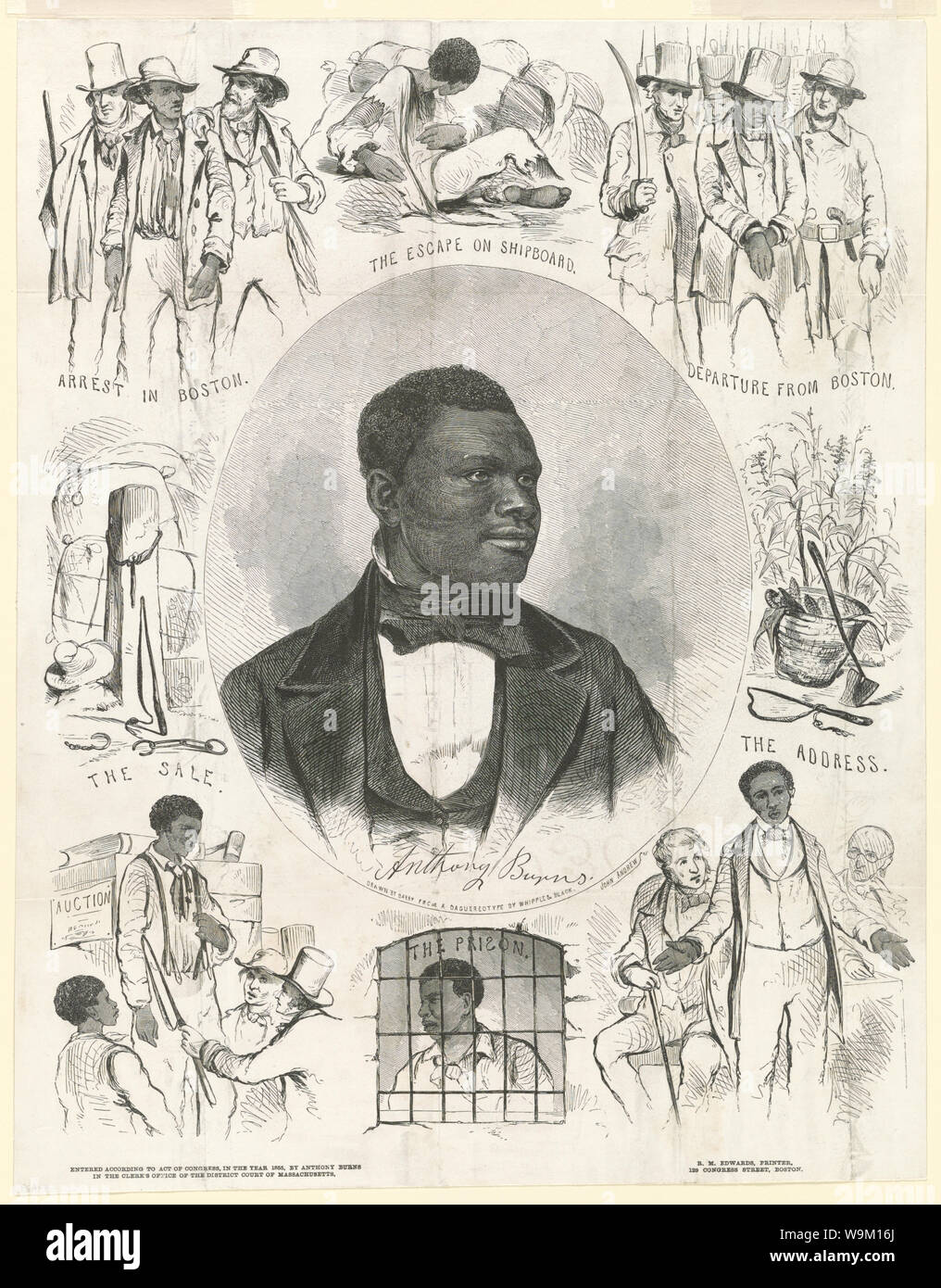 Anthony Burns / disegnata da Barry da un daguereotype [sic] di Whipple & Black ; John Andrews, sc. Foto Stock
