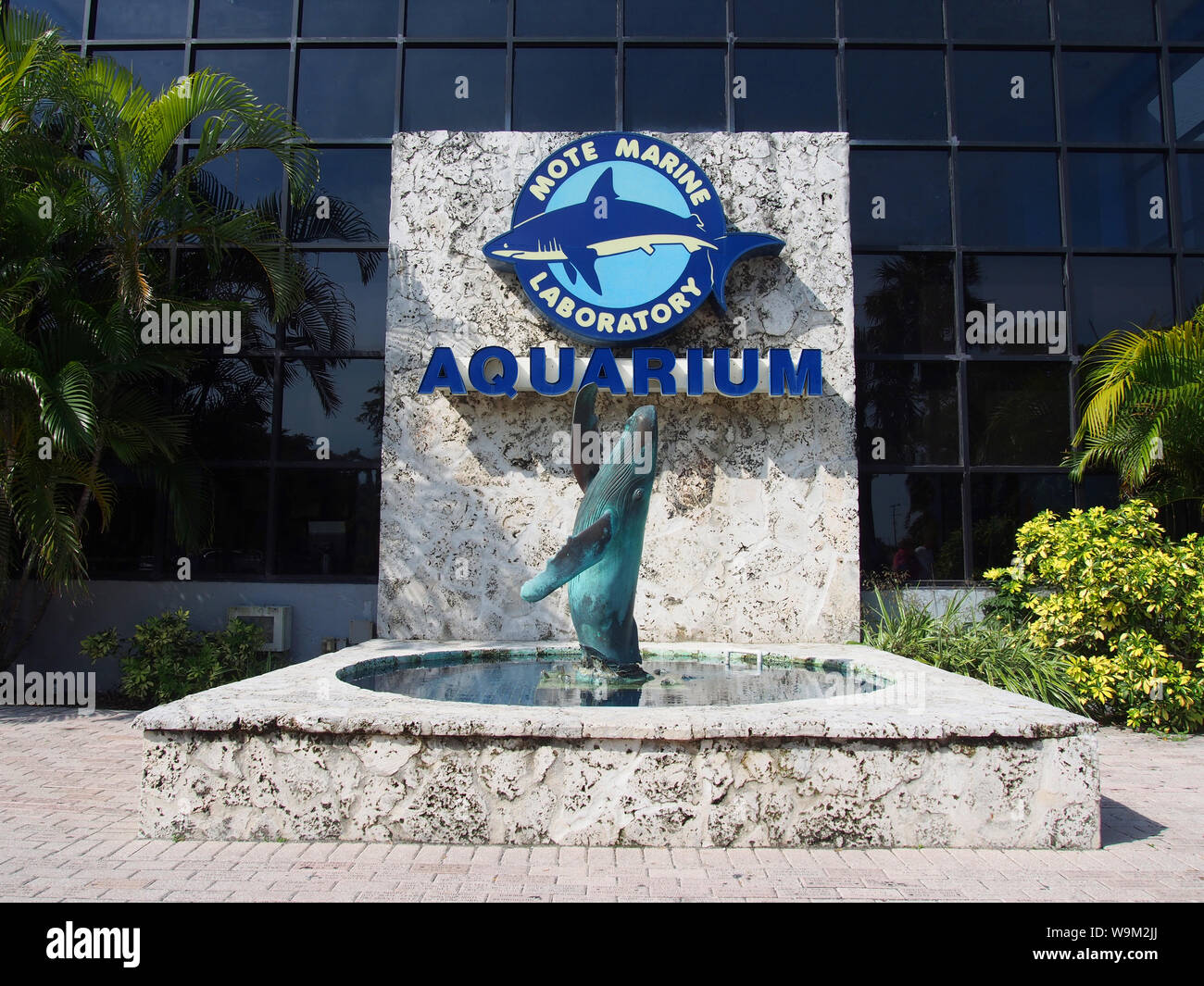 Ingresso a mote Aquarium, Florida, USA, Aprile 6, 2019, © Katharine Andriotis Foto Stock