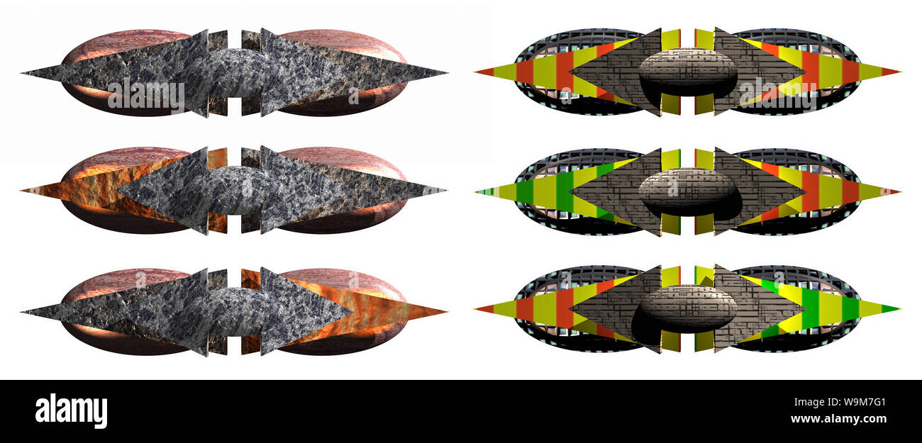 Tre D freccia direzionale impostata e pietra high tech series Foto Stock