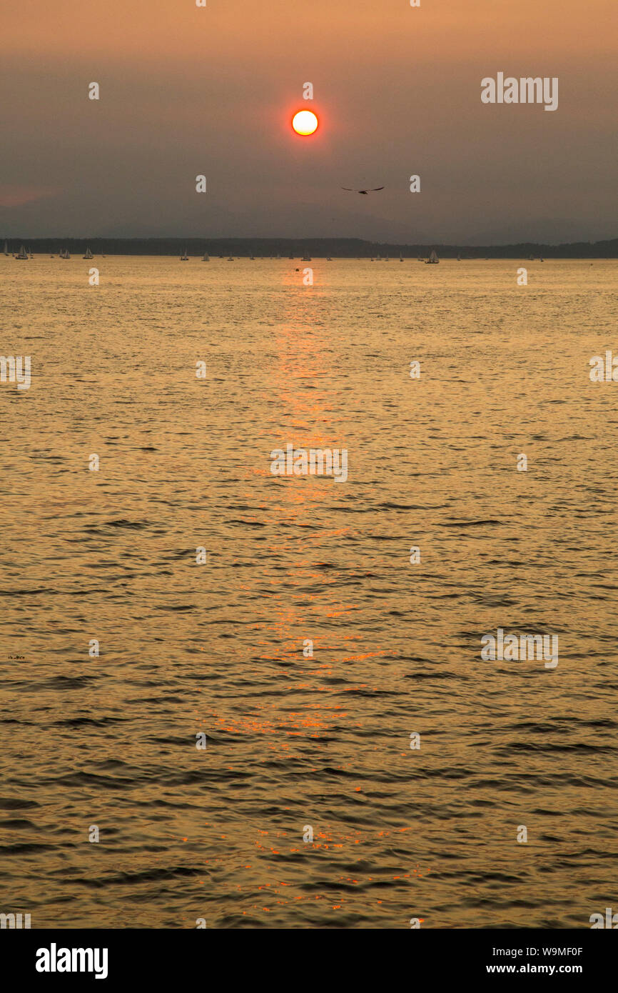 Tramonto a Seattle Foto Stock