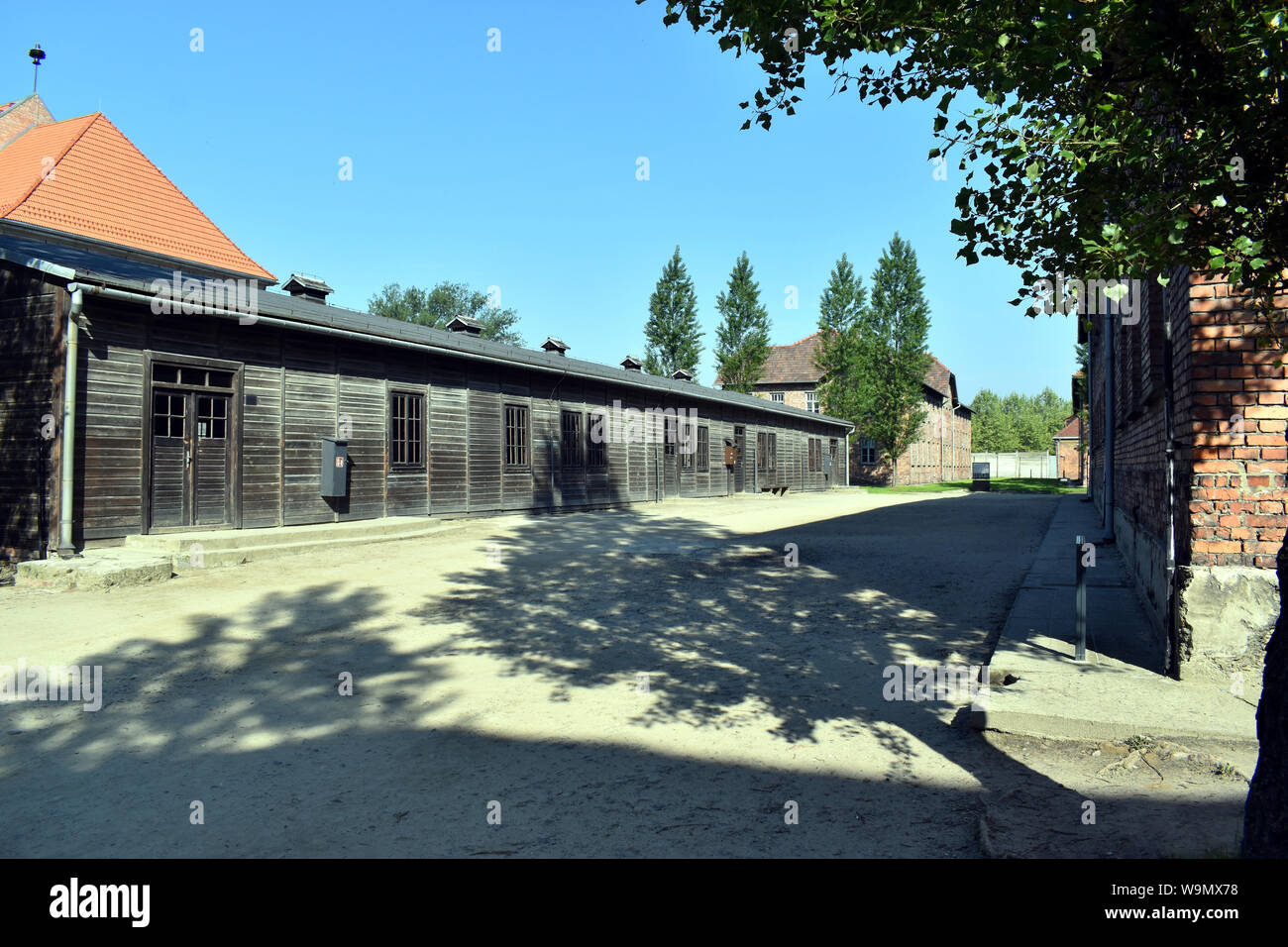 Un generale street view mostra il quartiere tedesco presso il campo di concentramento in Polonia Foto Stock