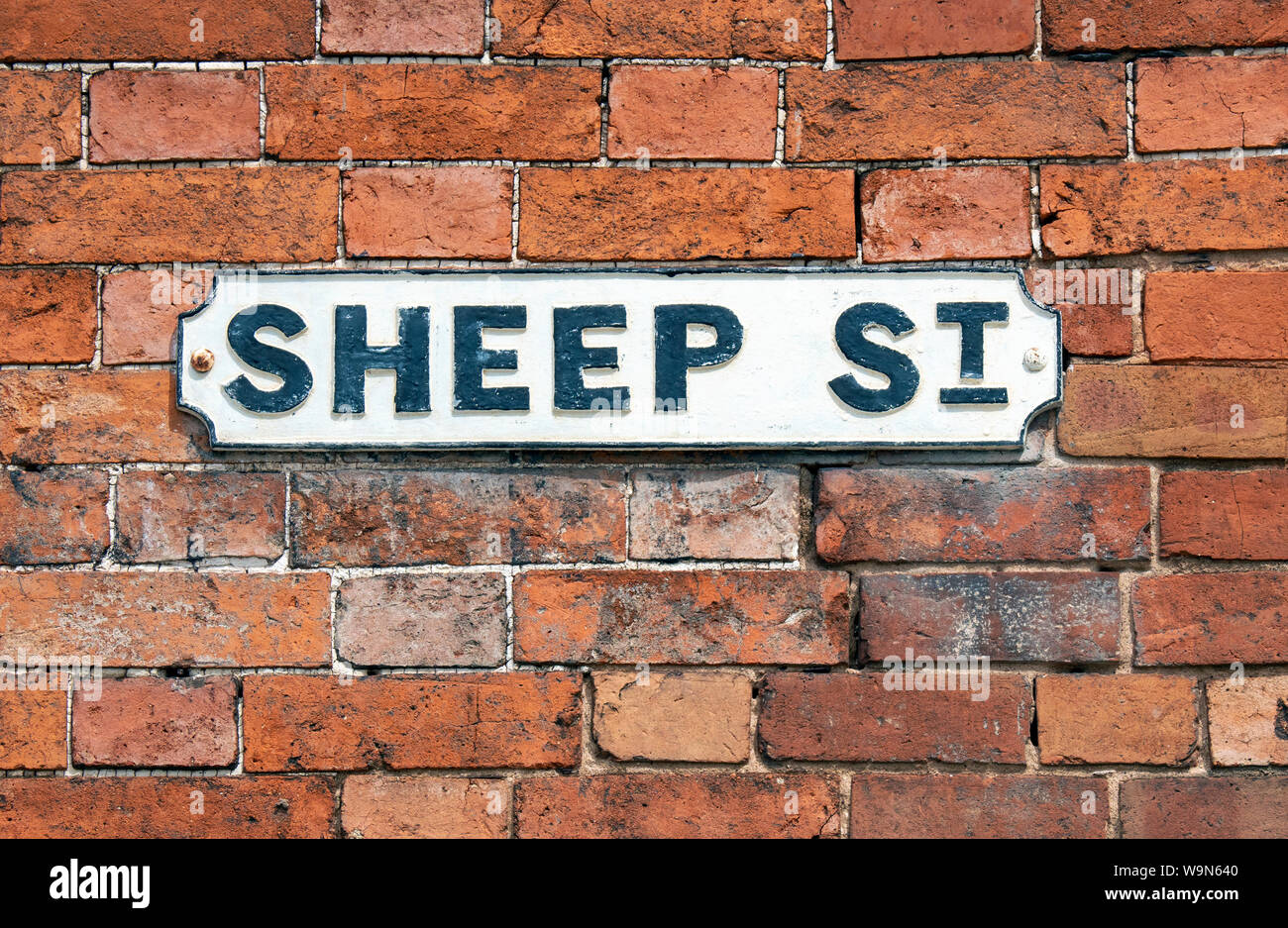 Sheep Street segno, Stratford upon Avon, Warwickshire, Inghilterra, Regno Unito. Foto Stock