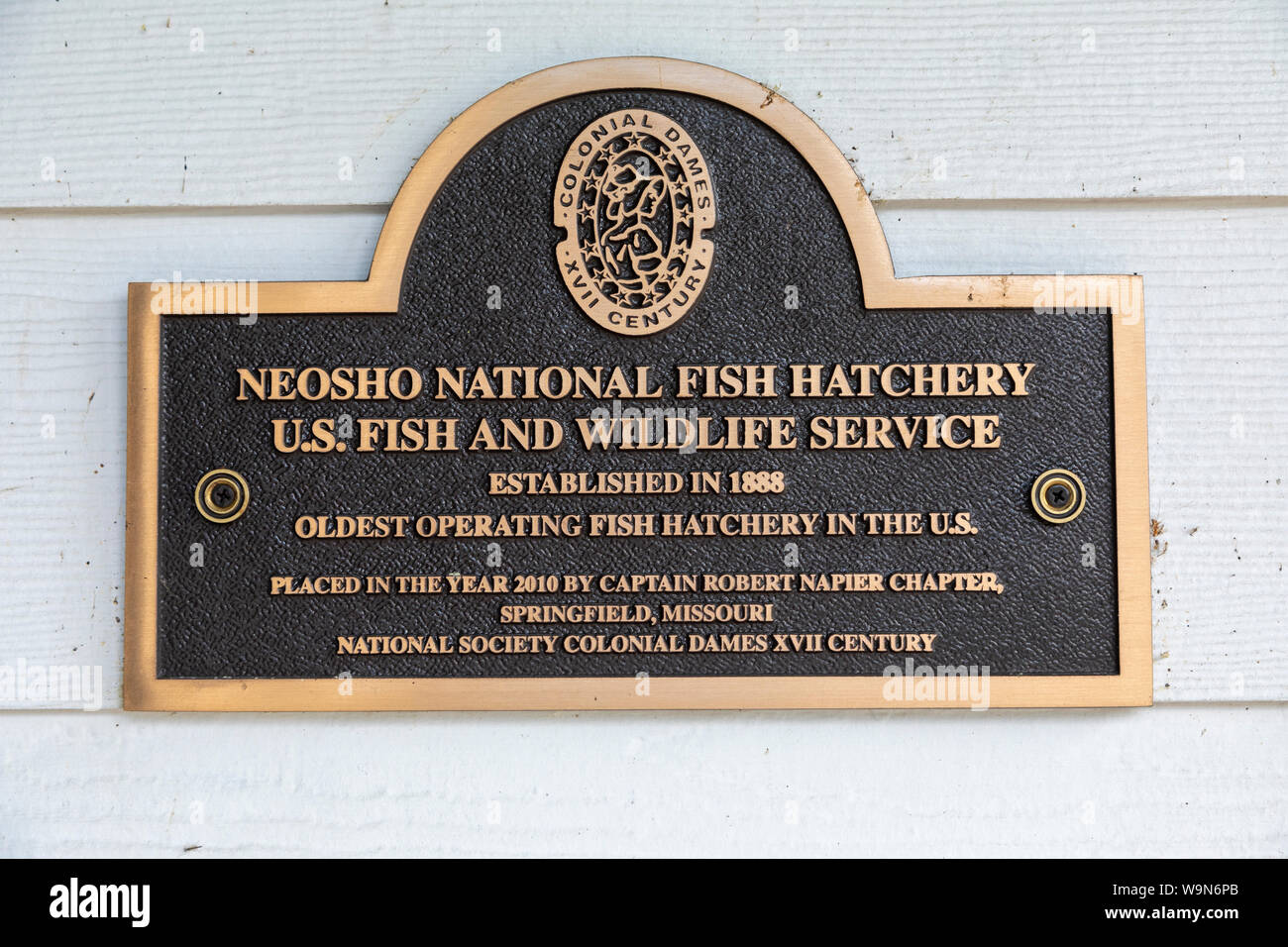 Il Badge che identifica il Neosho National Fish Hatchery Foto Stock