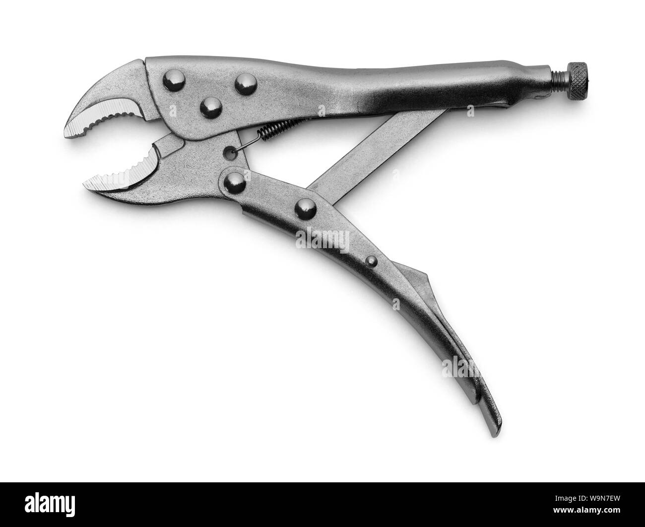 Aprire la morsa di impugnature isolate su sfondo bianco. Foto Stock