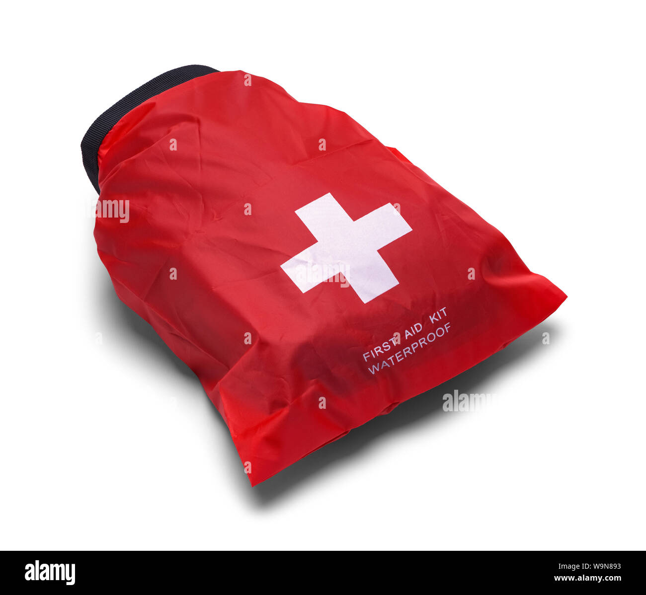 Rosso Aiuto prima sacca isolata su sfondo bianco. Foto Stock