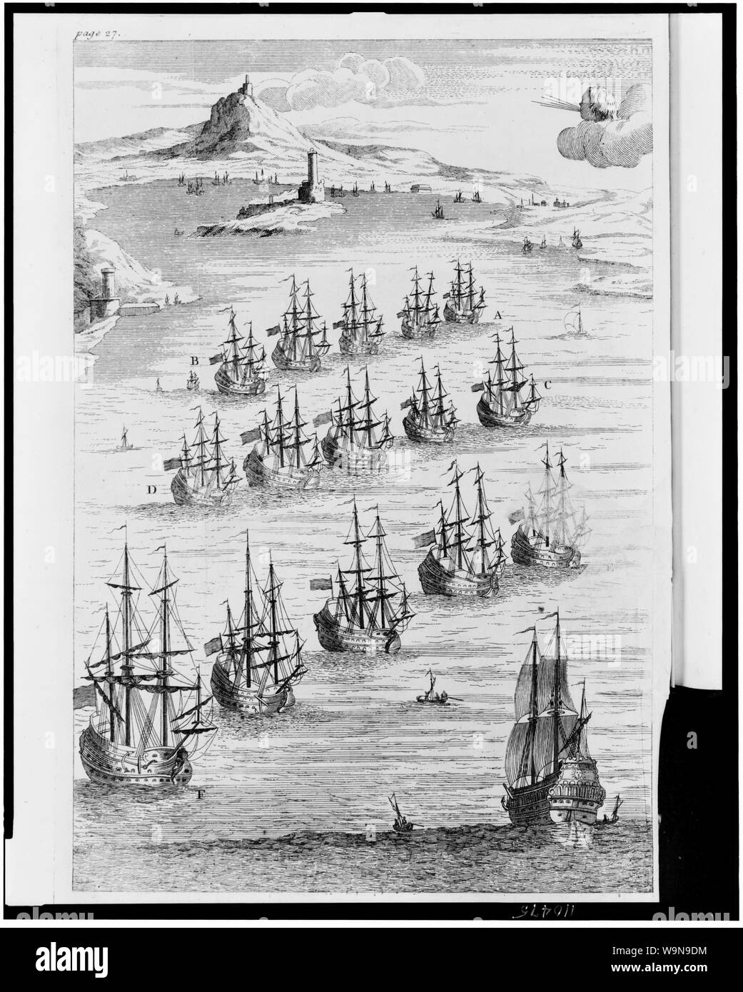 Corazzate di eseguire manovre navali nel XVIII secolo Foto Stock