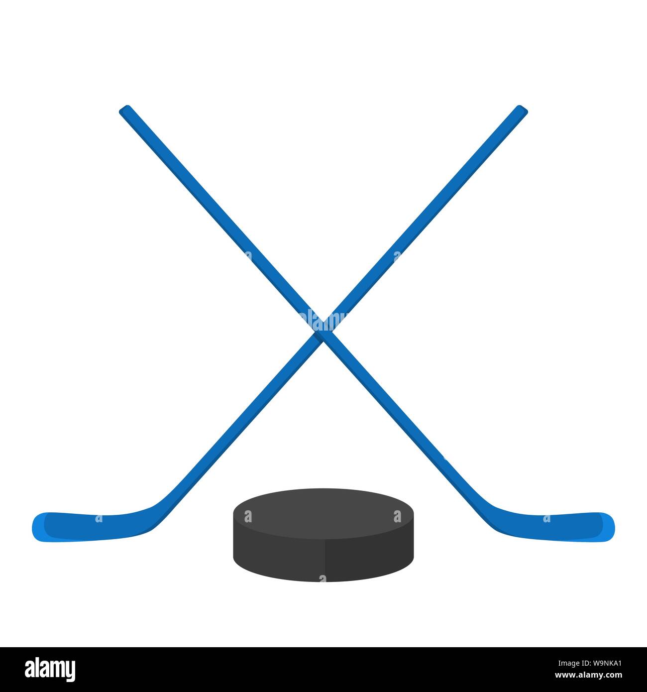 Attraversato red bastoni da hockey e puck. Vettore illustrazione piatta Illustrazione Vettoriale