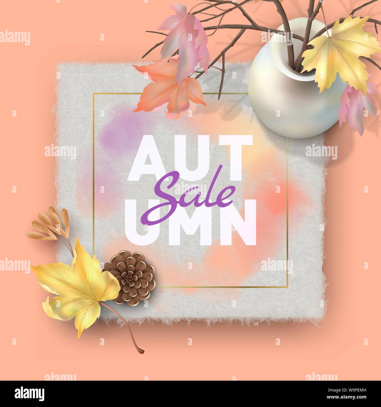 Autunno sfondo con foglie di acero Illustrazione Vettoriale