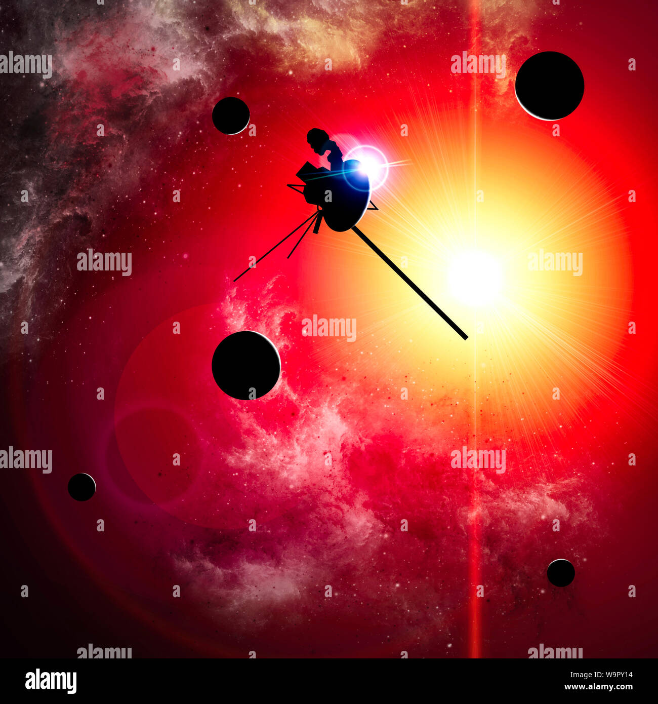 Esplorazione di nuovi mondi, lo spazio e l'universo, nuovo galassie. Pianeti in controluce. Il sistema solare. Sonda Voyager Foto Stock