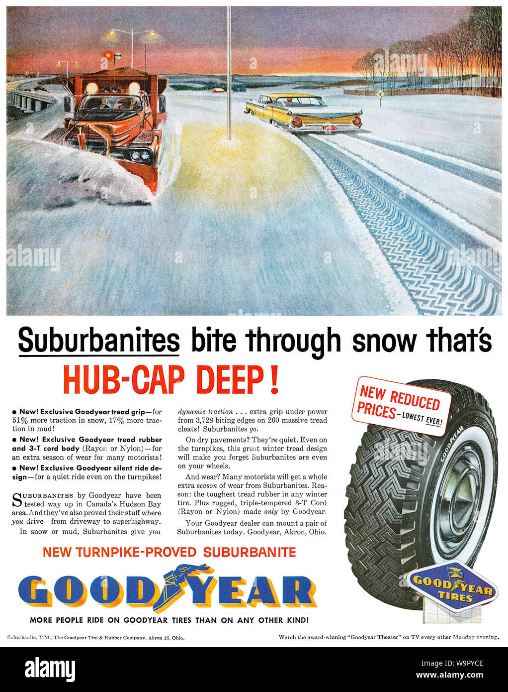 1959 U.S. pubblicità per pneumatici Goodyear. Foto Stock