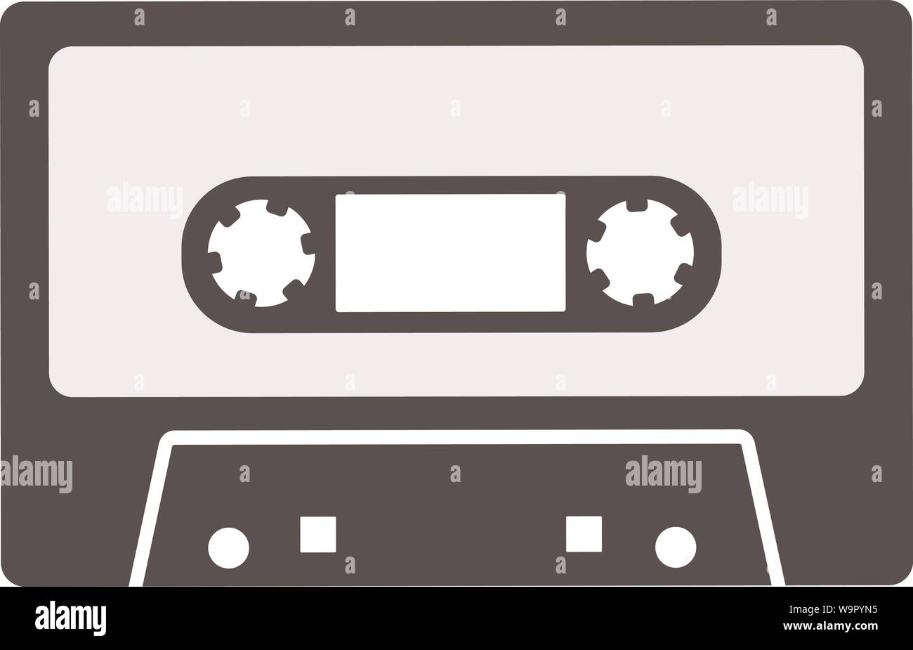 Semplice piatto bianco e nero cassetta audio Icona o simbolo illustrazione vettoriale Illustrazione Vettoriale