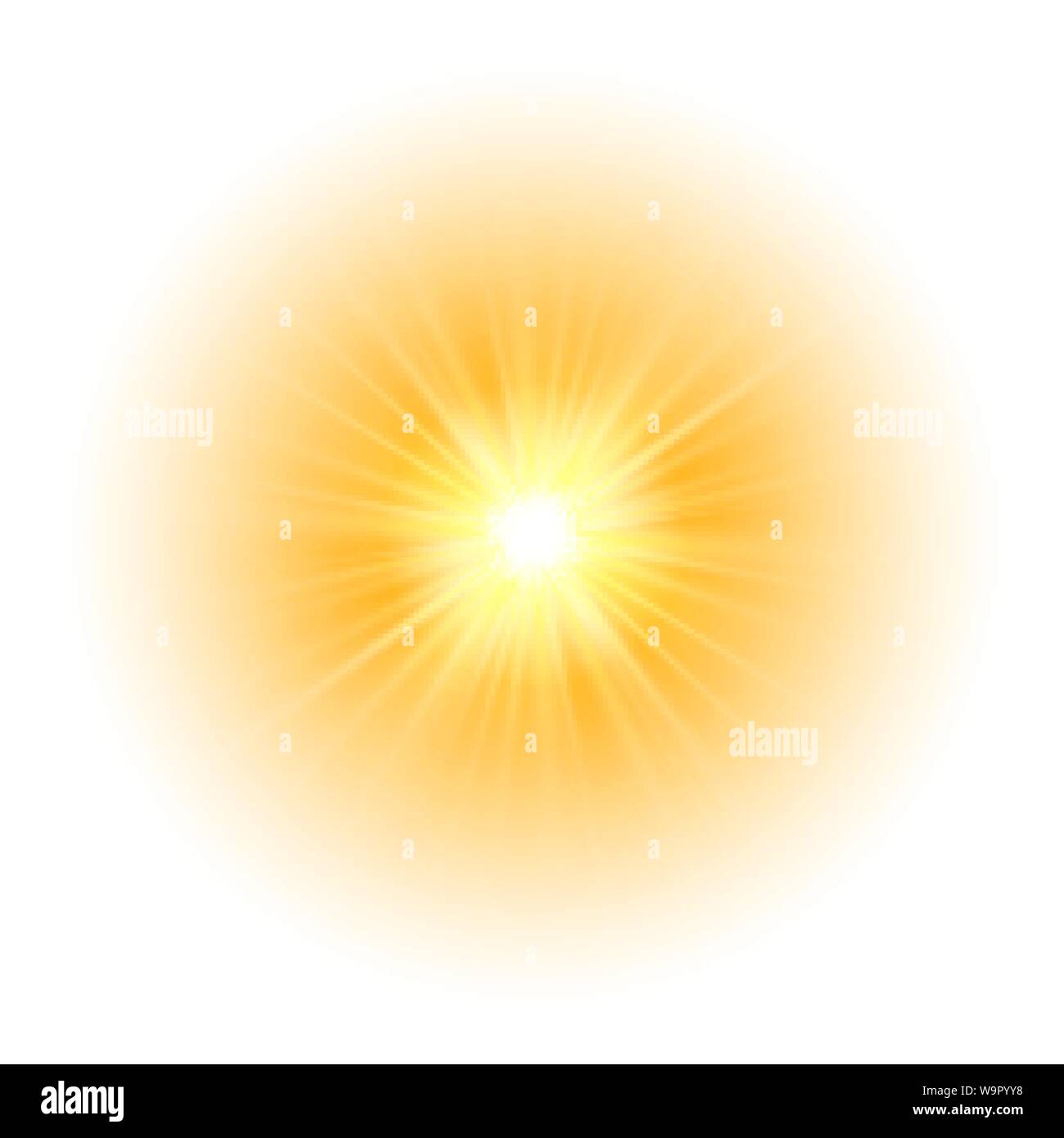 Luce incandescenza effetto, esplosione, glitter, scintilla sun flash. Illustrazione Vettoriale. Illustrazione Vettoriale