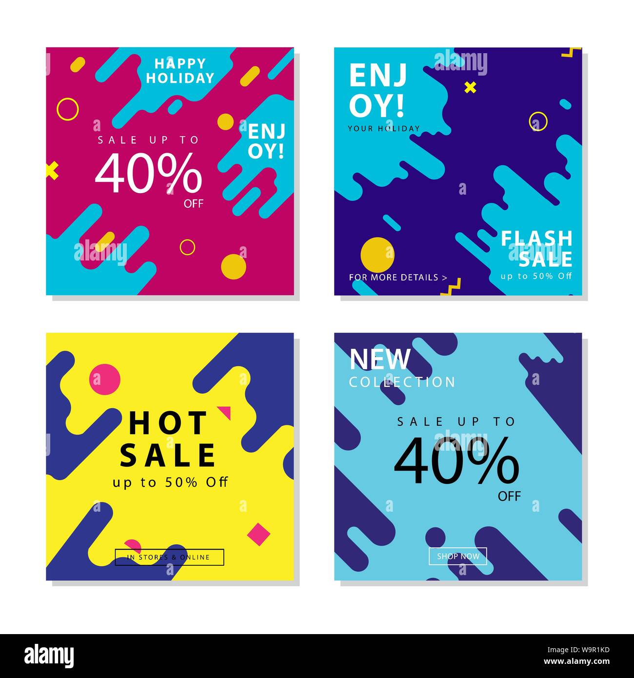 Collezione di quadri di social media post modello arrotondato con moderne forme dinamiche elemento grafico. Per i social media post, storie, storia, internet noi Illustrazione Vettoriale