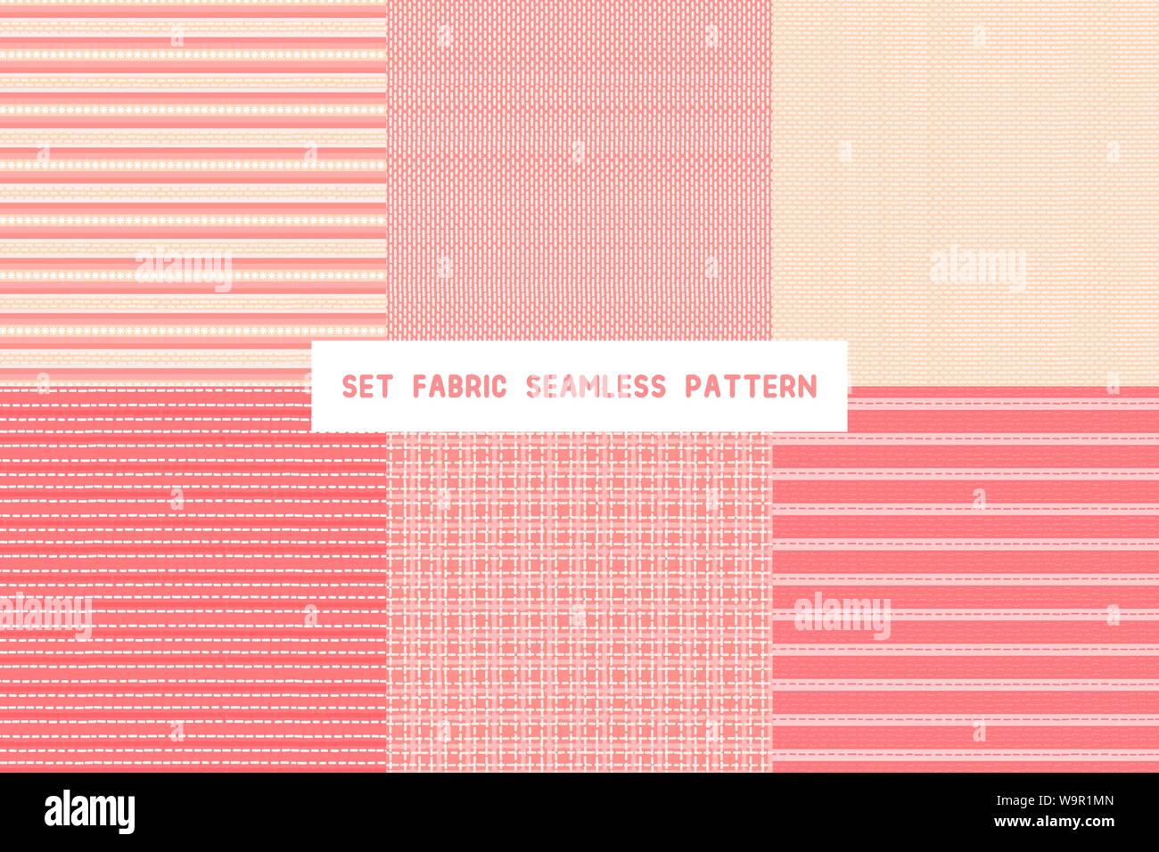 Set di tessuto naturale texture. Vector pattern perfetta superficie di progettazione. Carino sfondi di raccolta Illustrazione Vettoriale