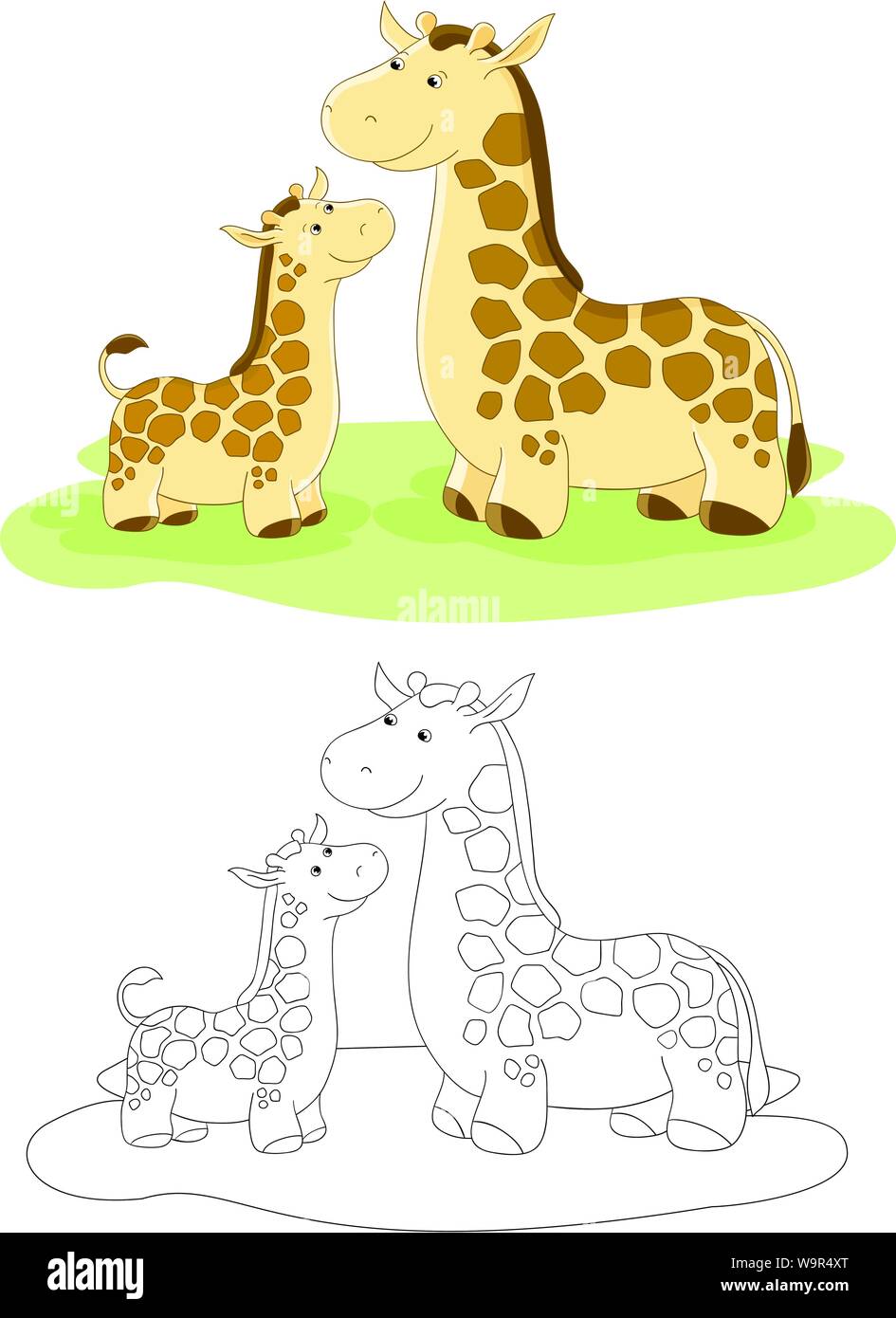 Famiglia di vettore di giraffe - mamma e bambino Illustrazione Vettoriale