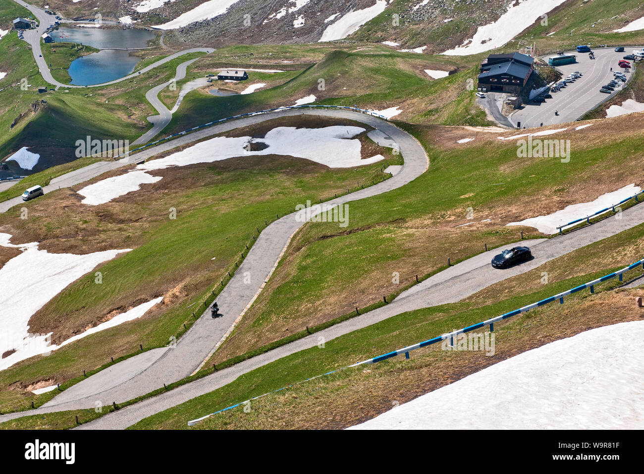 Vecchia strada alpina di Grossglockner, strada tortuosa, ciottoli, Carinzia, Tirolo Est, Austria, Europa Foto Stock