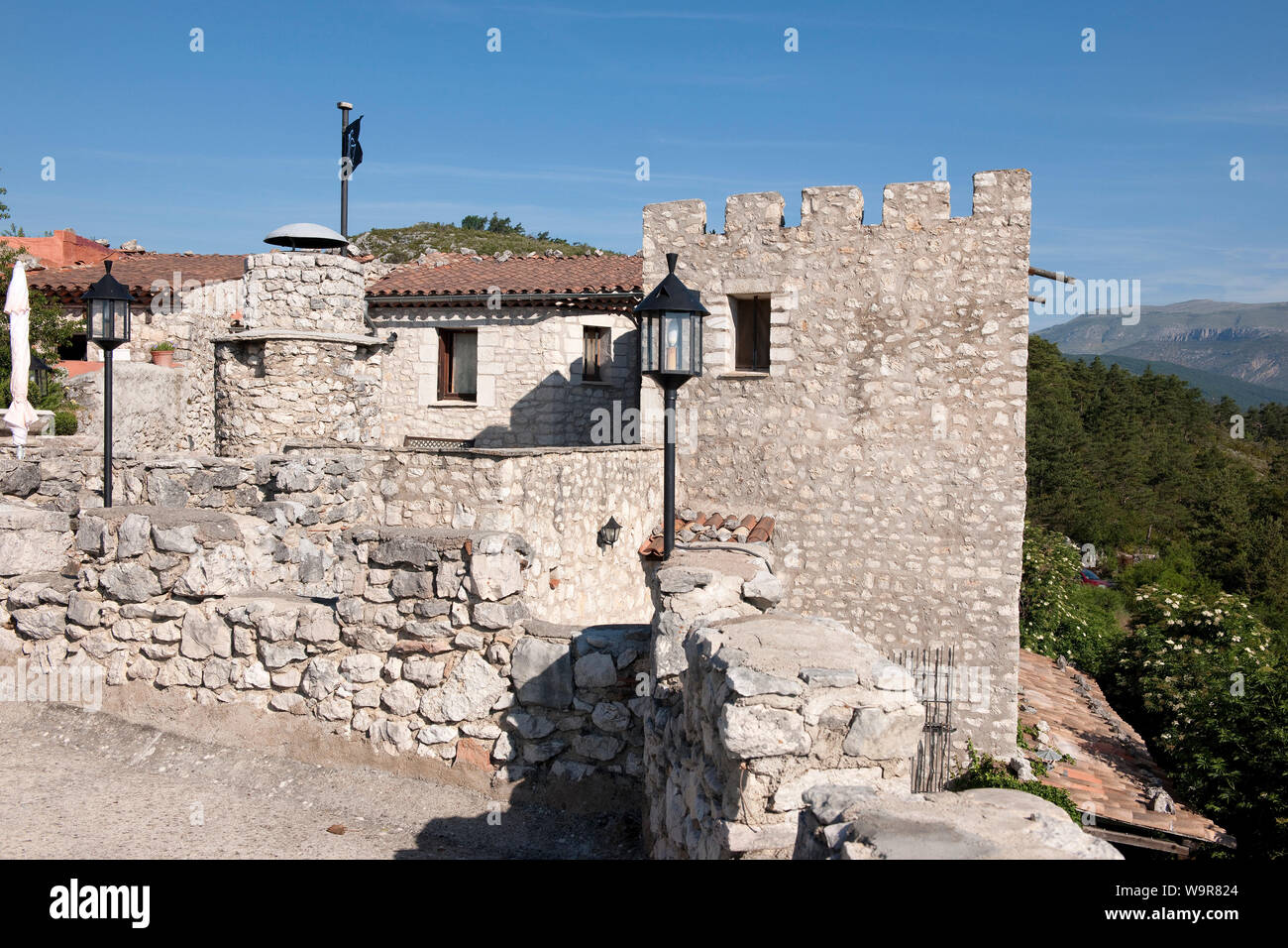 Castello di Trigance, Hotel in stile medievale, Gorges du Verdon, il Gran Canyon del Verdon, Departement Var, Regione Provenza-Alpi-Costa Azzurra, Francia Foto Stock