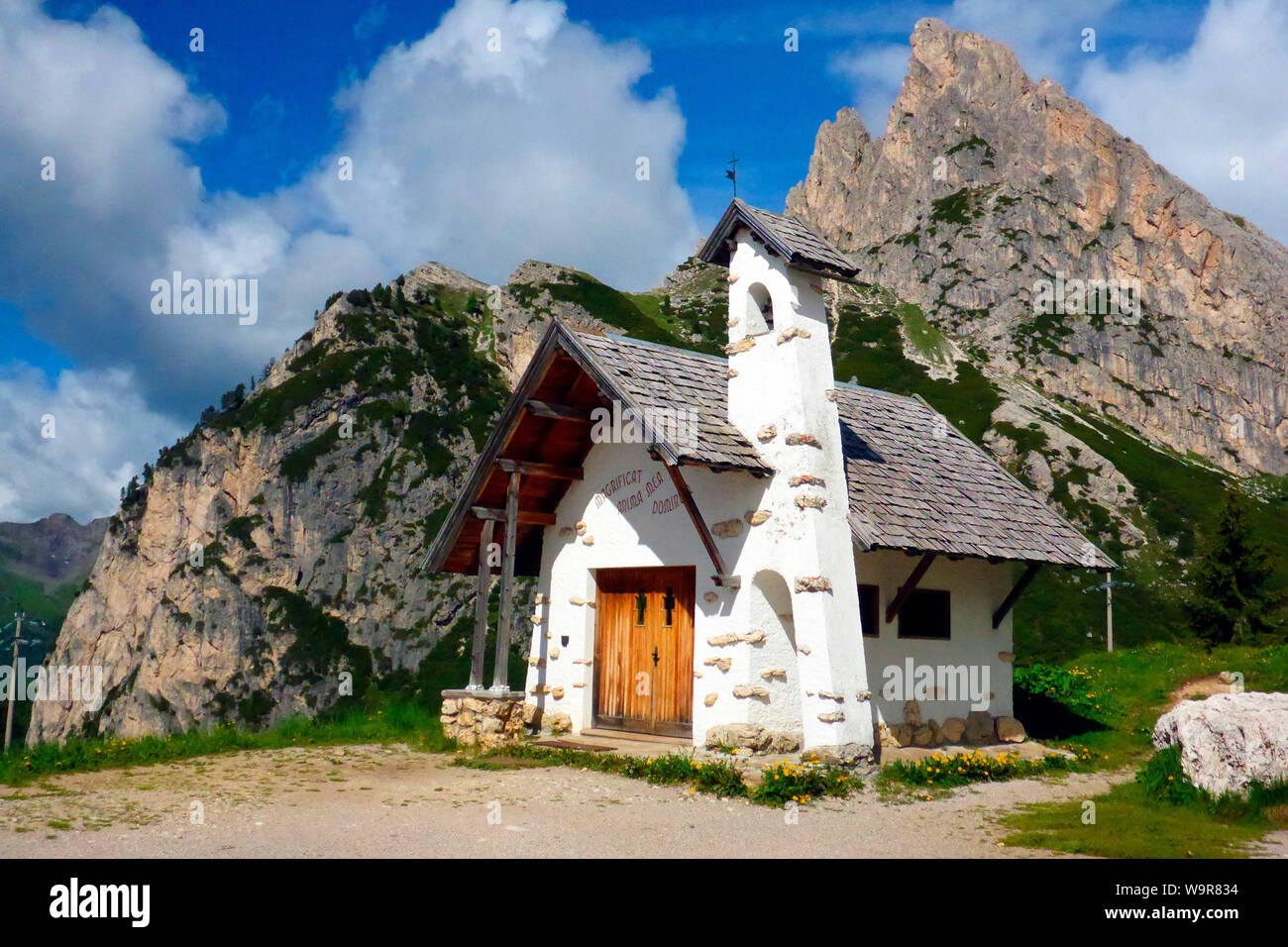 Cappella, vicino alla stazione della funivia Lagazuoi, Cortina d'Ampezzo, Veneto, Italia, Europa Foto Stock