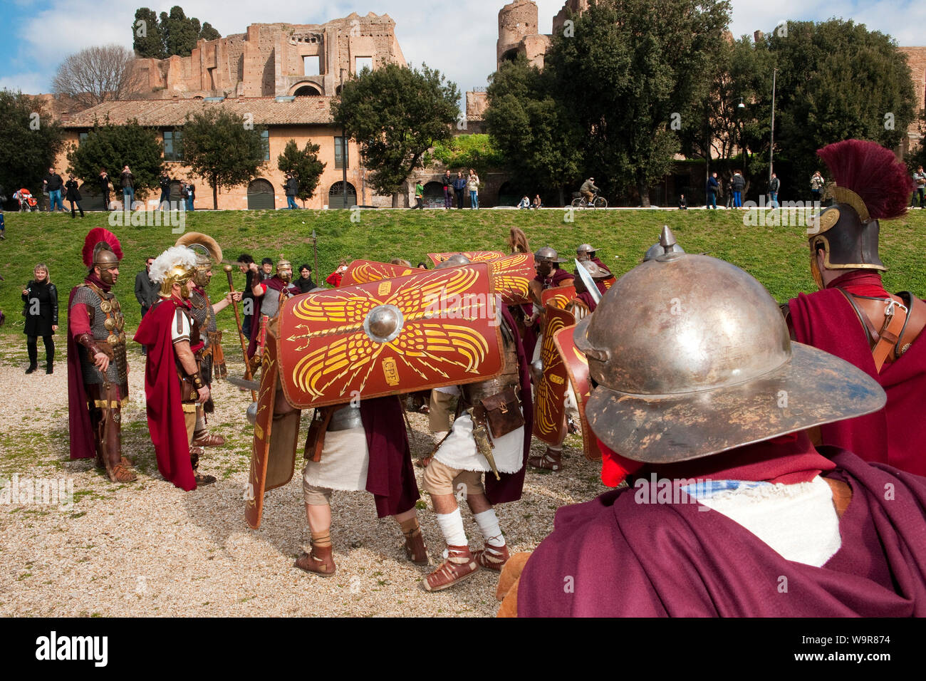Tradizionali di soldati romani, Circo Massimo, ROMA, Italia, Europa Foto Stock