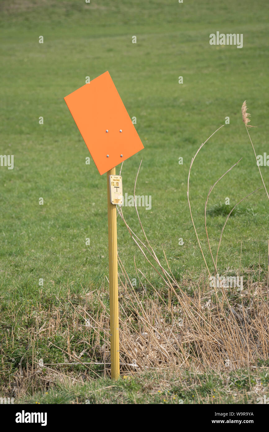 Segno per griglia, gas a lunga distanza di gas, schwaebisch hall, hohenlohe regione, kocher valley, BADEN-WUERTTEMBERG, Heilbronn-Franconia, Germania Foto Stock