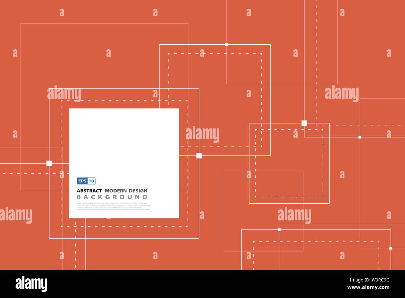 Abstract square line tech design in colore arancione. Utilizzare per ridurre al minimo lo stile di geometrica, poster, annuncio, artwork, modello. illustrazione eps vettoriali10 Illustrazione Vettoriale