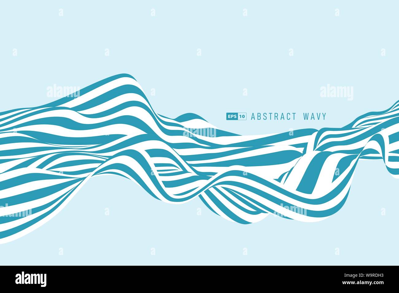 Abstract blu e bianco striscia minima linea 3D illustrazione di decorazione. Utilizzare per elemento di movimento, annuncio, poster, design di copertura, stampa relazione annuale. Illustrazione Vettoriale