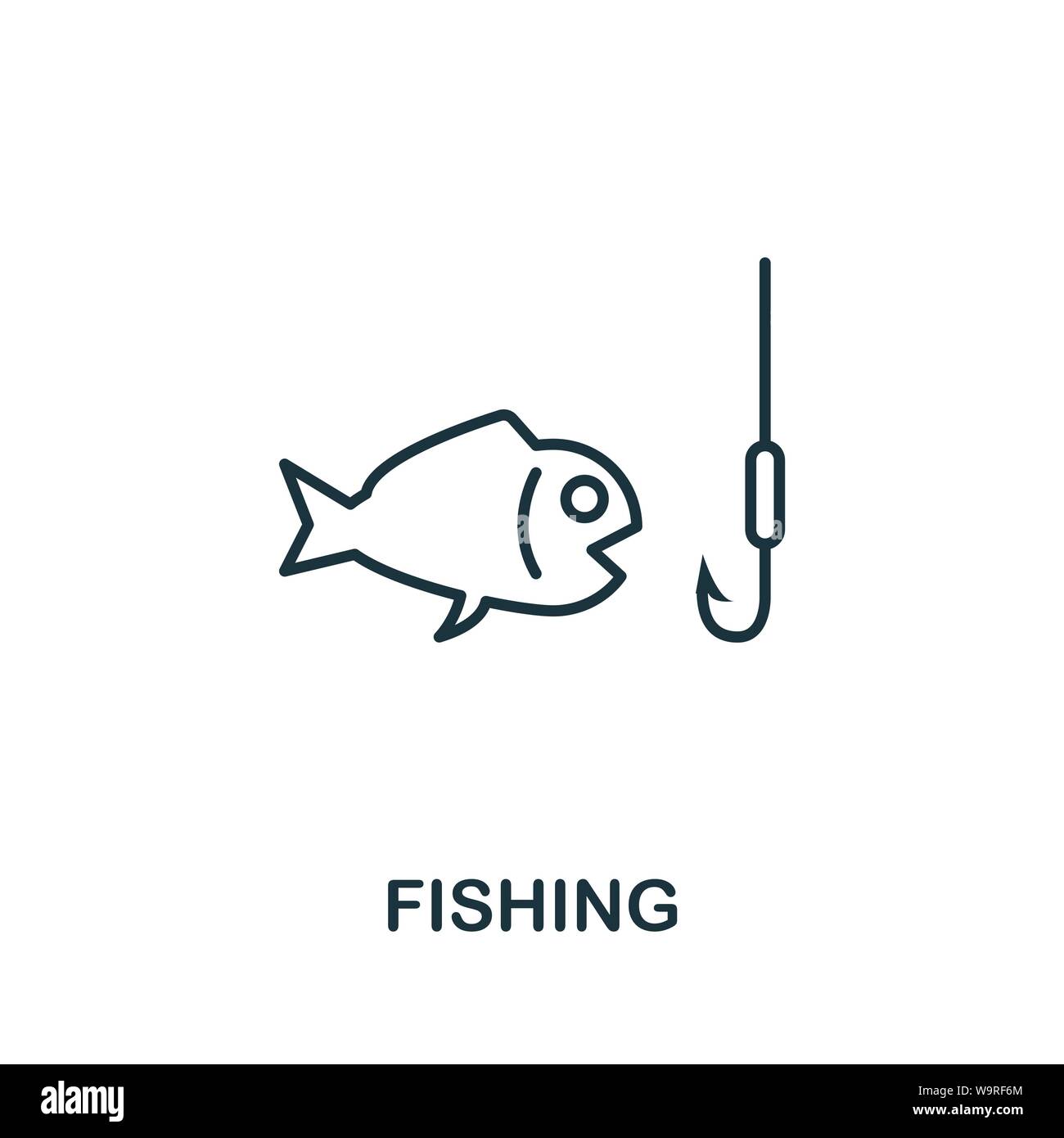 Profilo di pesca icona. Linea sottile elemento di concetto di turismo raccolta di icone. Creative icona di pesca per applicazioni mobili e di utilizzo del web Illustrazione Vettoriale