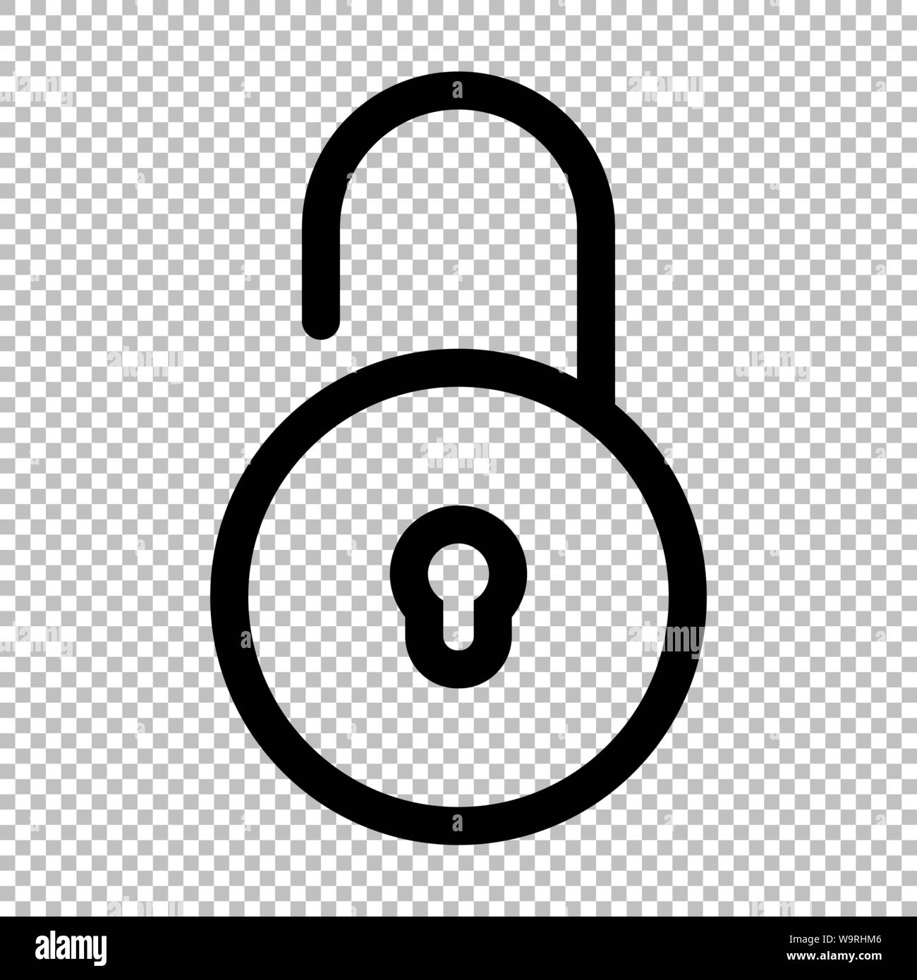Icona a forma di lucchetto in stile appartamento isolato su sfondo trasparente, sicurezza il simbolo del lucchetto illustrazione vettoriale design. Illustrazione Vettoriale