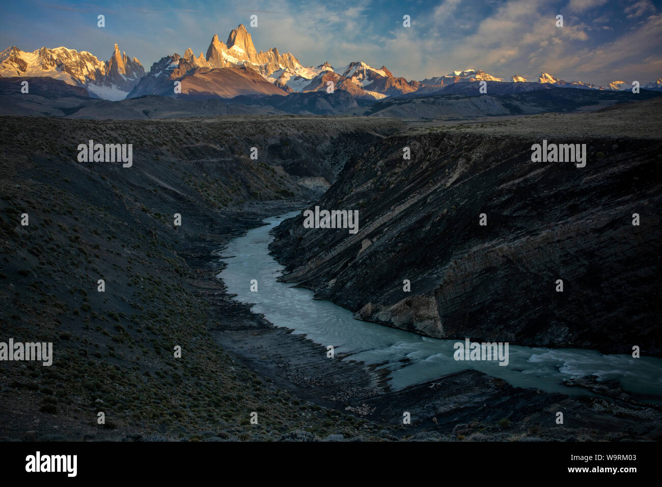 Sud America, Argentina, Patagonia, El Chalten, Fitz Roy e Andes.Caption locale *** Foto Stock
