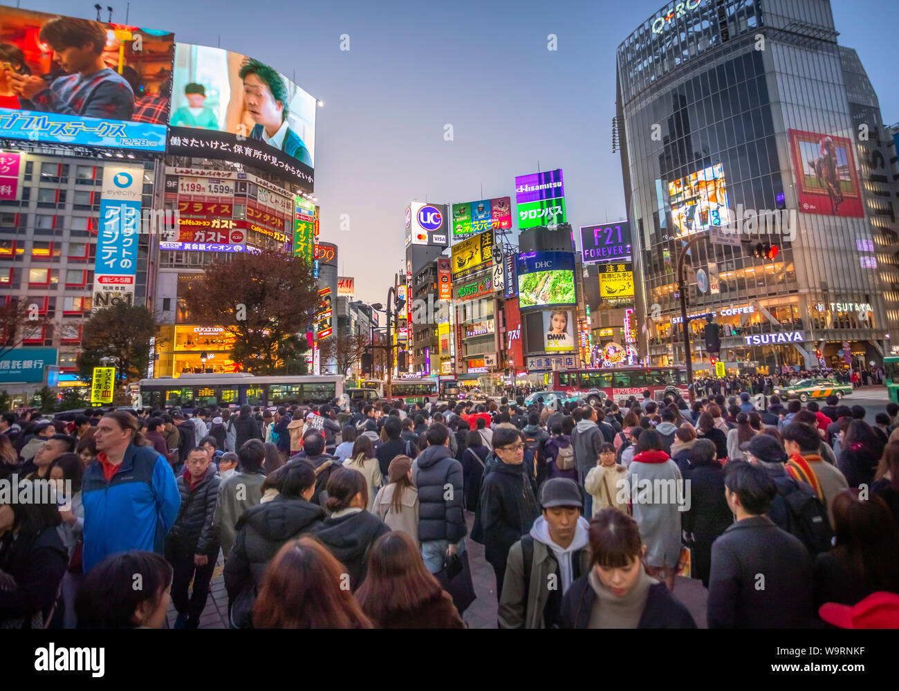 Giappone, Tkyo città, Stazione di Shibuya, Hachiko Crossing, 30069996.Caption locale *** Foto Stock