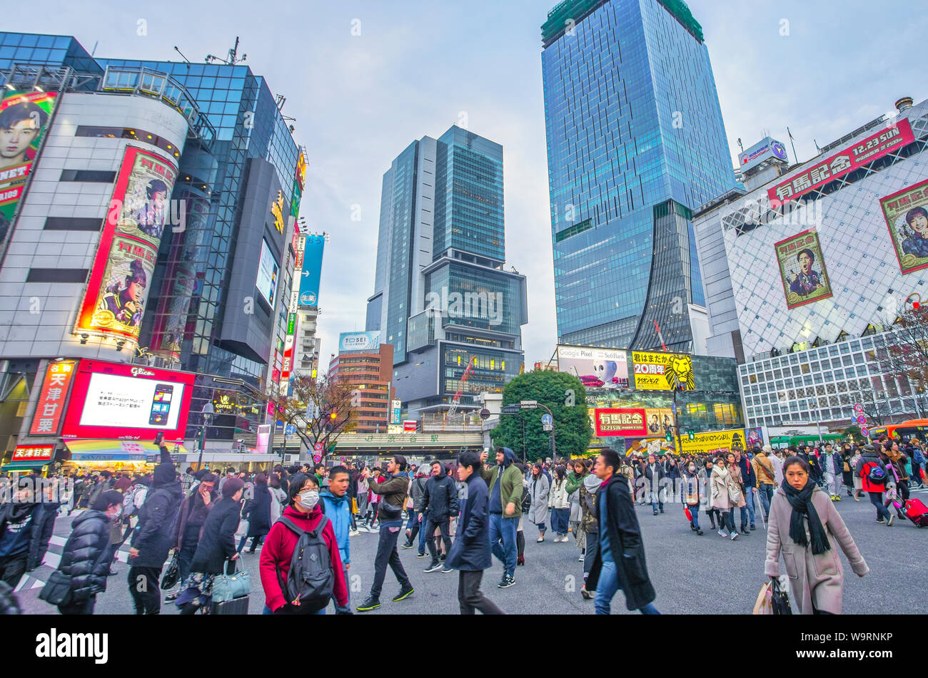 Giappone Tokyo City, Stazione di Shibuya, Hachiko Crossing, 30069999.Caption locale *** Foto Stock